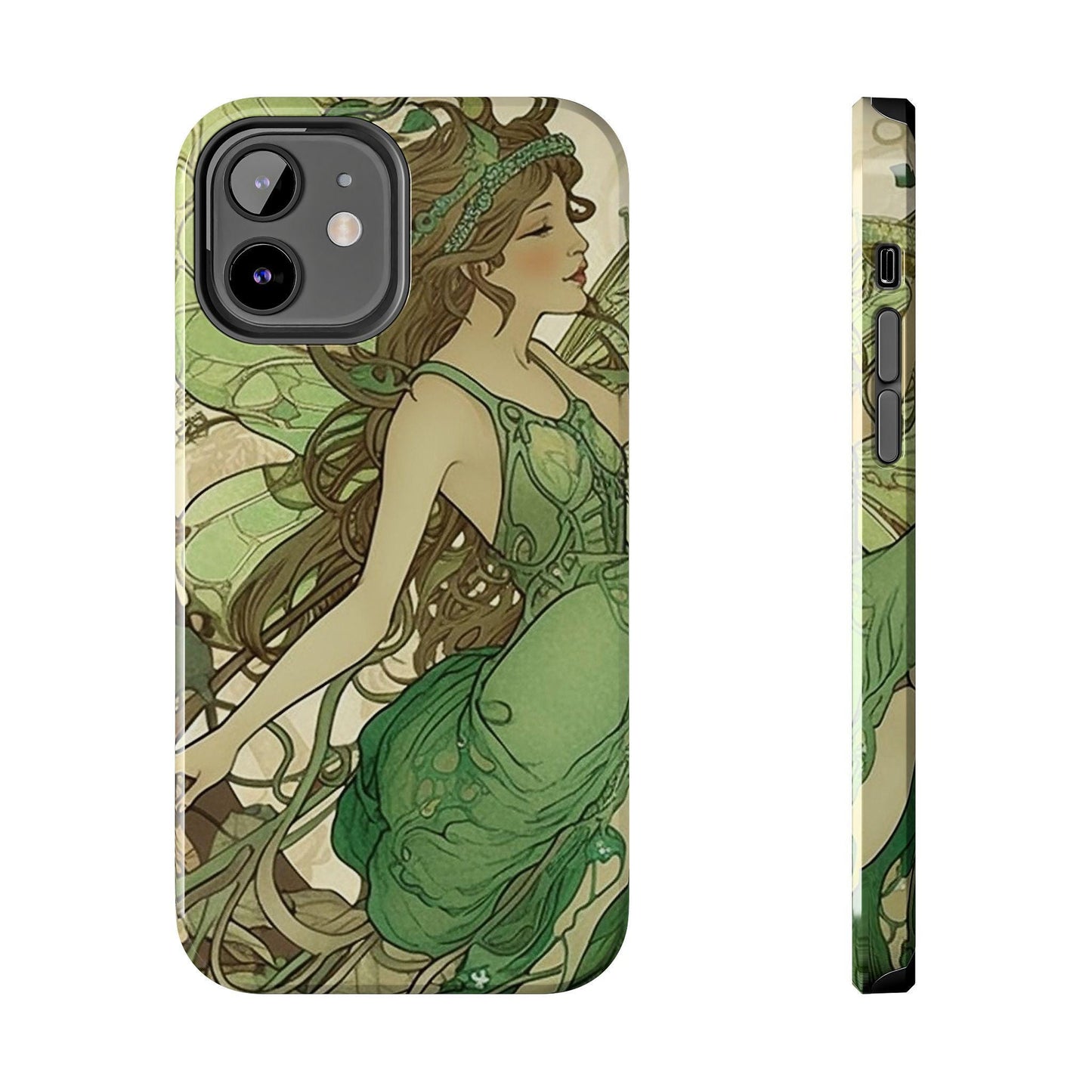 Absinthe Green Fairy Art Nouveau Style: Tough Samsung Galaxy or iPhone Case. Ai Generated Art.