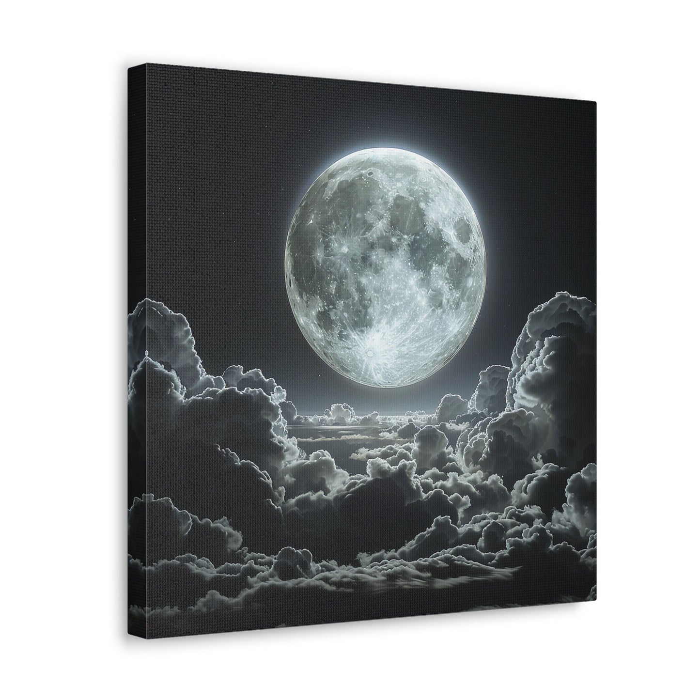 Unique Wall Art for your Home, Apartment or Dorm Room. Silver Full Moon in the Clouds Art, Home Decor.