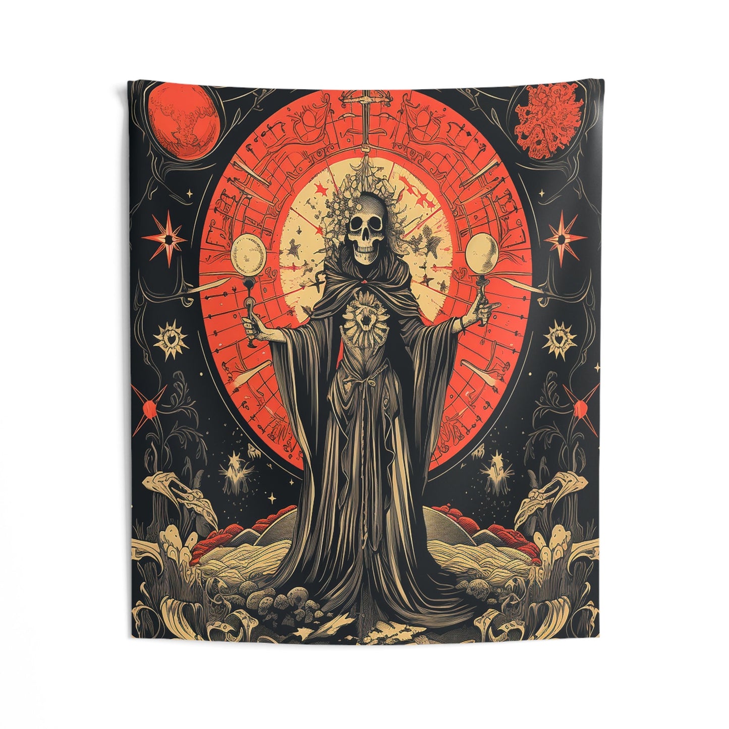 Trippy Tarot Card Style Indoor Wall Tapestries for all your Smoker Friends. Unique AI Art designs for your dorm or chillout rooms.