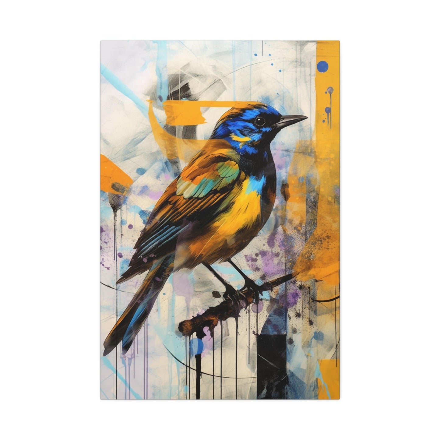 Canvas Stretched, Yellow Bird Painting, Abstract Artwork, Wall Decor, Home Gift, Bird Lover Gift, Nature Lover Gift, Wildlife Art