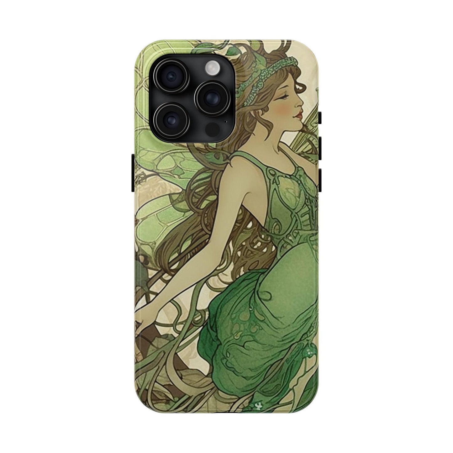 Absinthe Green Fairy Art Nouveau Style: Tough Samsung Galaxy or iPhone Case. Ai Generated Art.