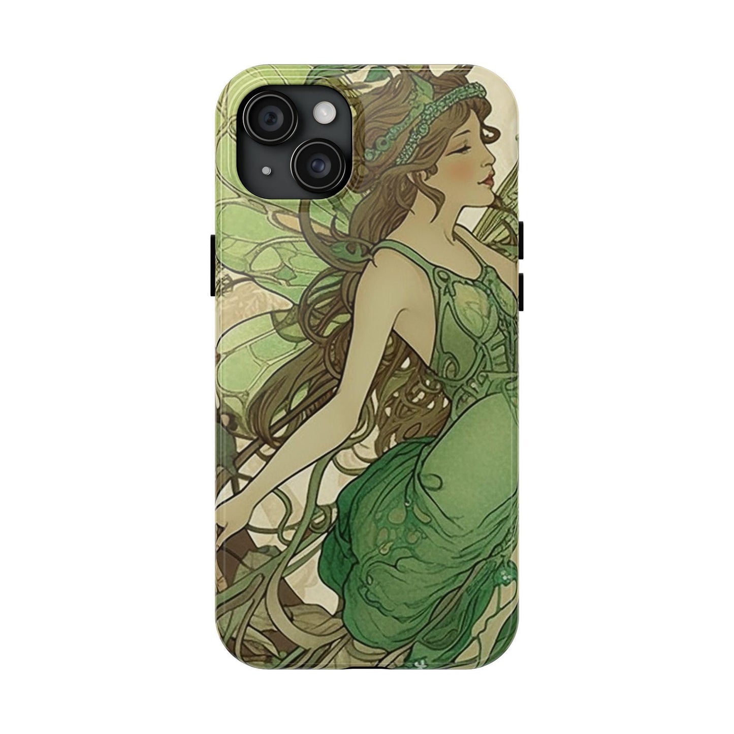 Absinthe Green Fairy Art Nouveau Style: Tough Samsung Galaxy or iPhone Case. Ai Generated Art.