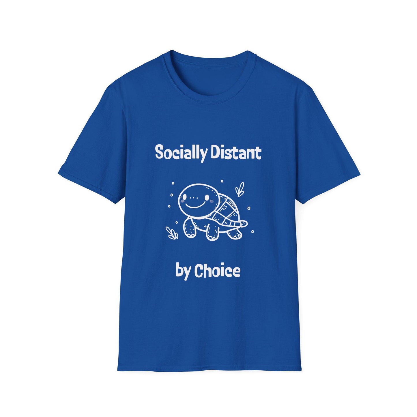 Cartoon Turtle Socially Distant By Choice T-Shirt - Funny Graphic Tee for All Ages, Unisex Top, Novelty Shirt with Cute Animal Design,