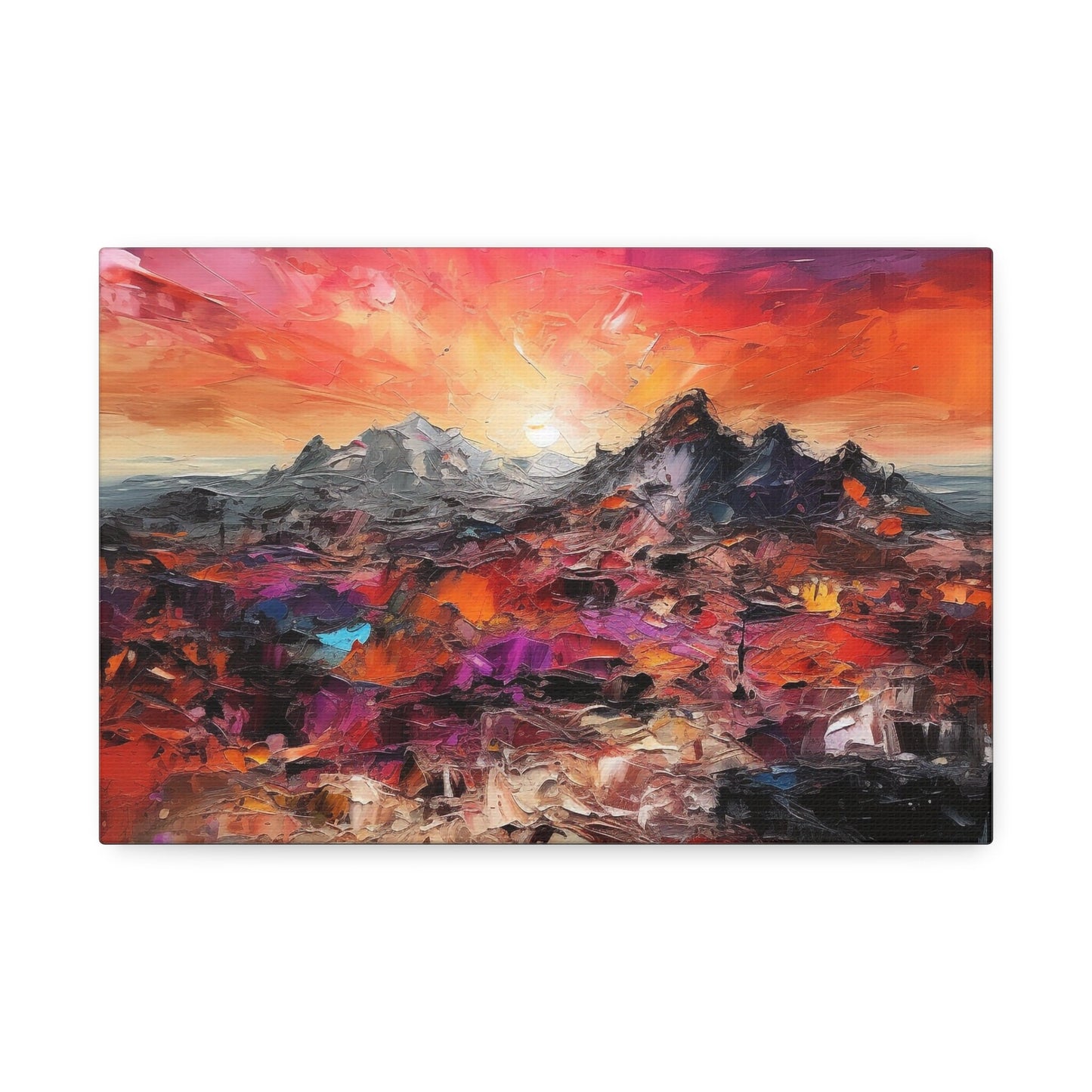 Vibrant Abstract Desert Sunset Wall Art | Canvas Print for Home Decor. Organic Texture Painting, Modern Chic Artwork. Dorm or Apartment Art.