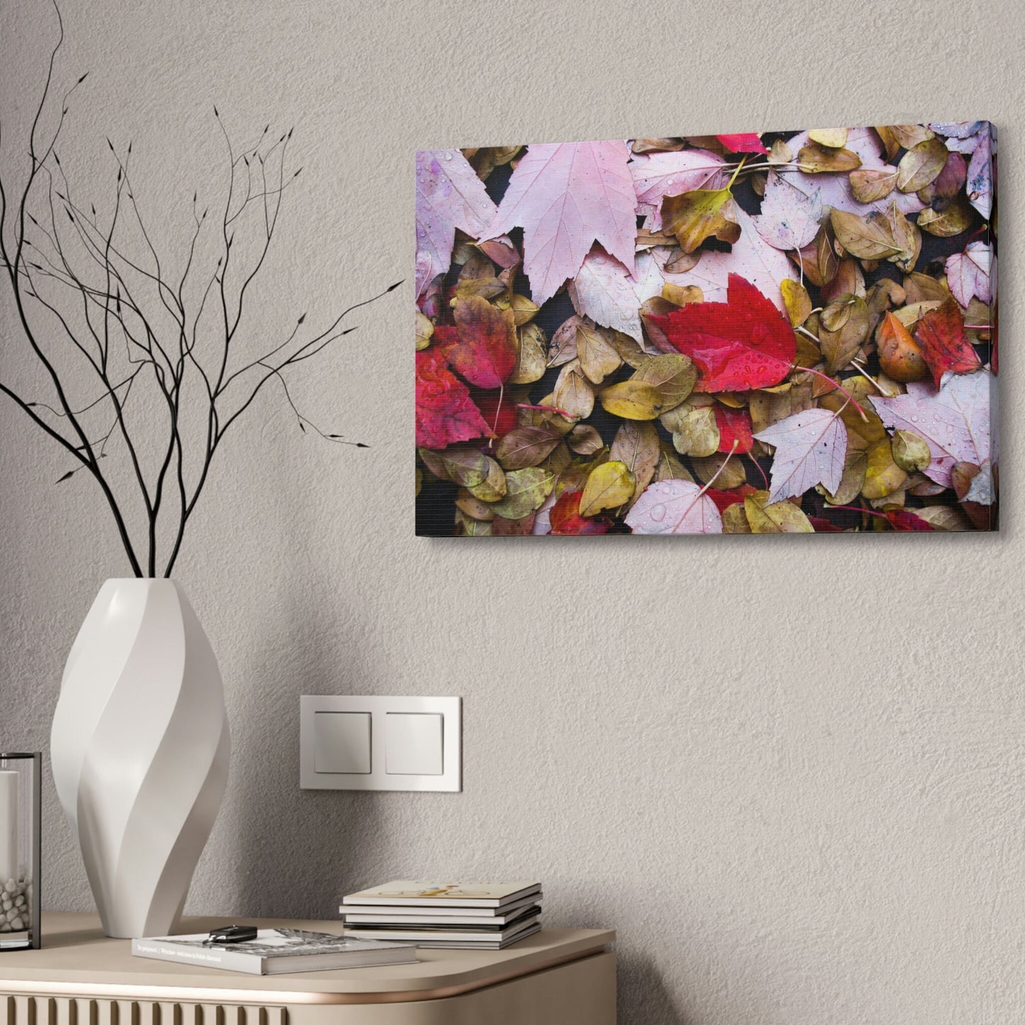 Red leaves on the Dirty Damp Ground