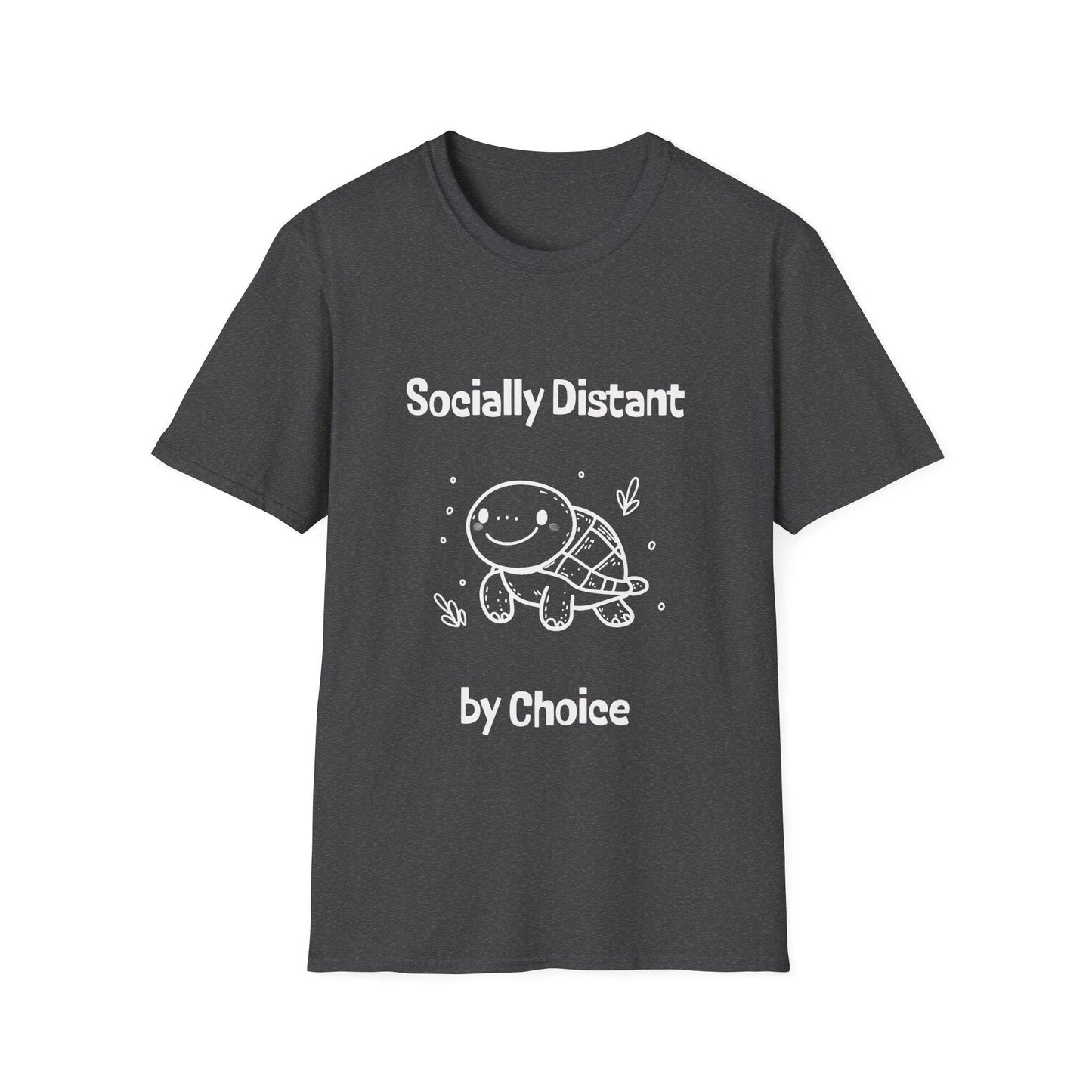Cartoon Turtle Socially Distant By Choice T-Shirt - Funny Graphic Tee for All Ages, Unisex Top, Novelty Shirt with Cute Animal Design,