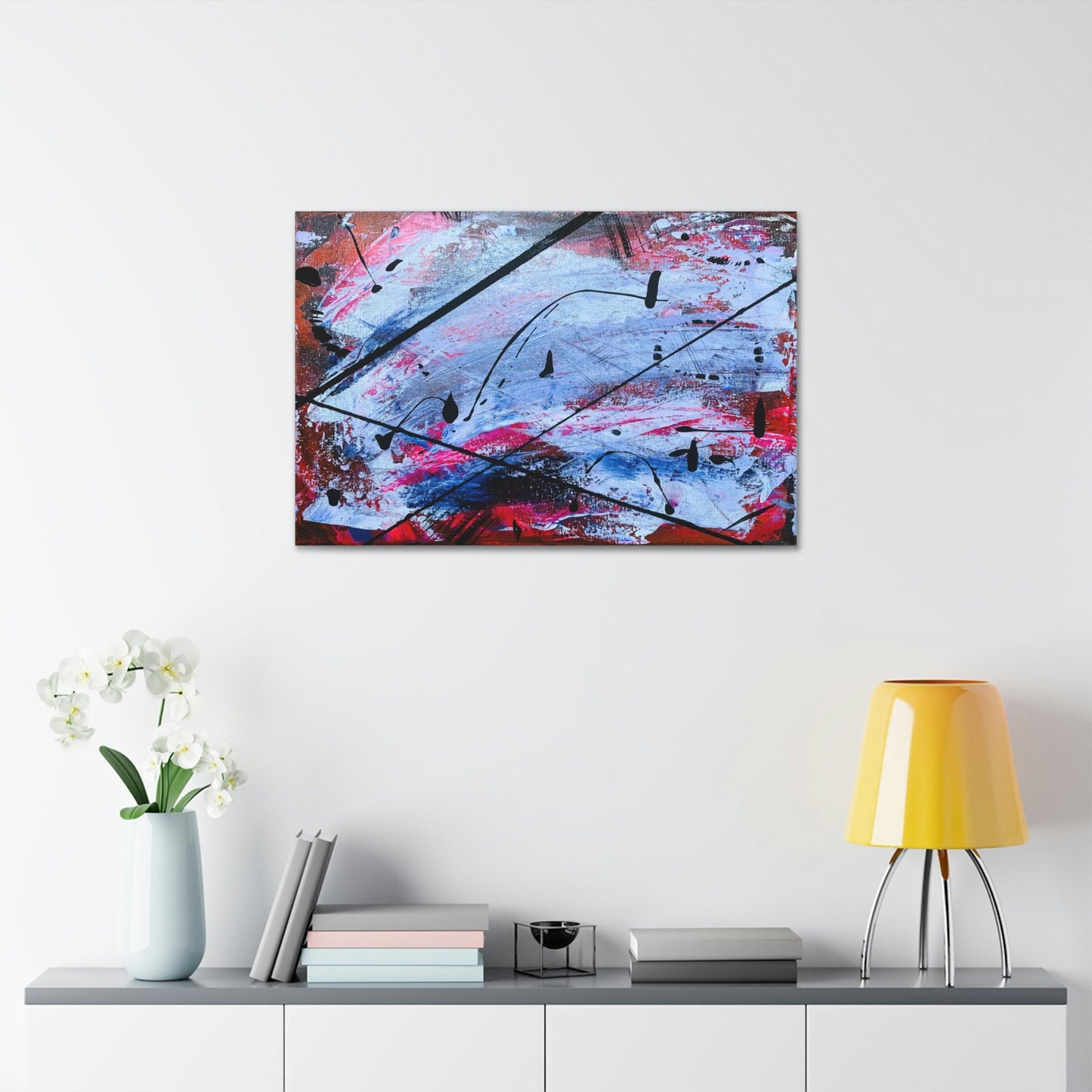 Unique wall art for college apartments or new homes | Orange Purple White Pink Black Genuine Abstract Painting Print | Burnt Pixel Original