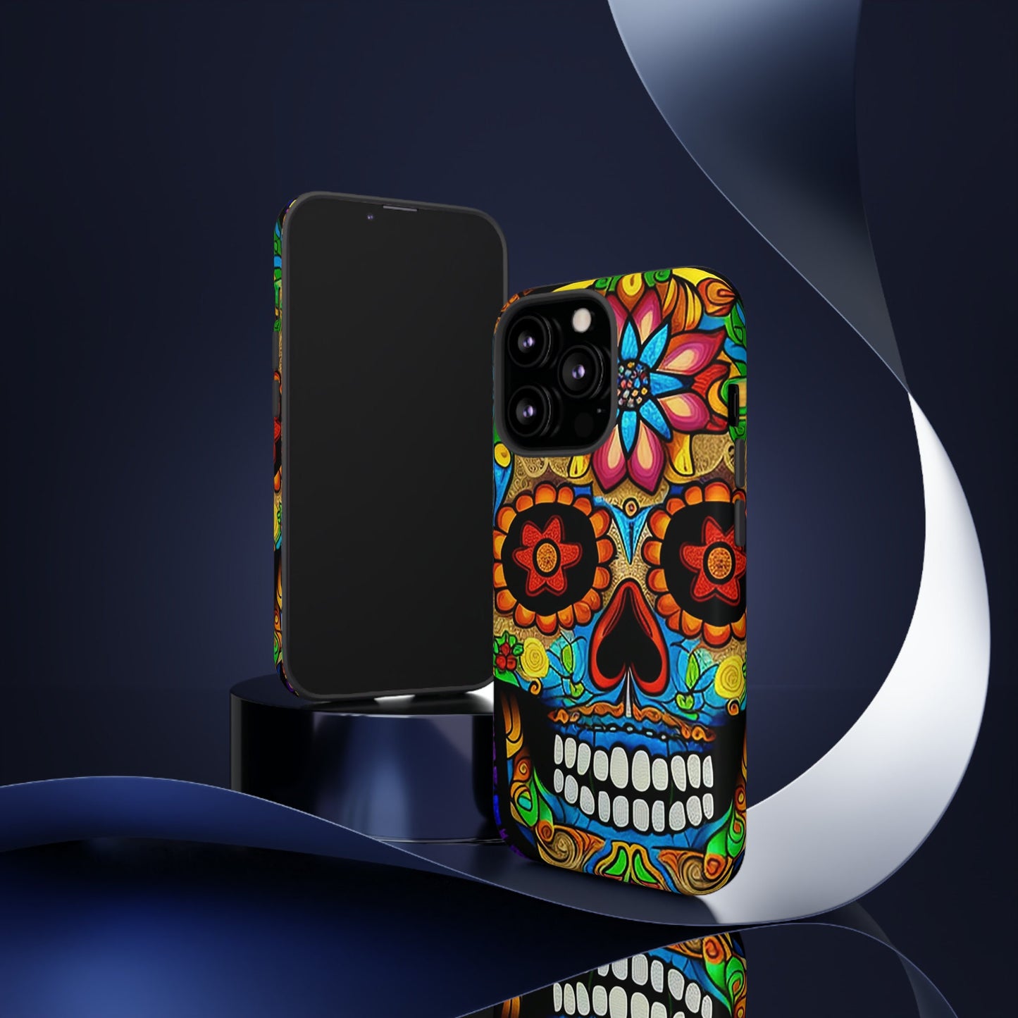 Perfect gift for the person that has it all. Help them stand out with this Stained Glass Sugar Skull (#2) iphone Tough Case. 4 Artists.