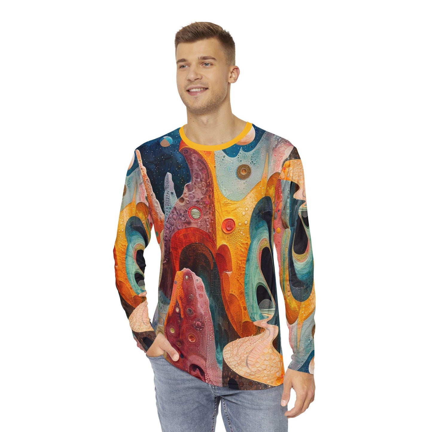 Extraterrestrial Zombie Candy Long Sleeve Shirt, Realist Detail Green and Bronze Print, Marco Mazzoni Inspired, Gender-Bending