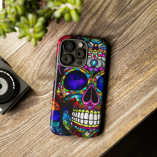Perfect gift for the person that has it all. Help them stand out with this Stained Glass Sugar Skull (#1) iphone Tough Case. 4 Artists.