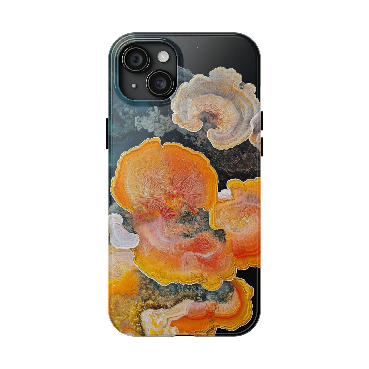 Abstract Fungal Inspired Phone Cases, Tough Samsung iPhone Cover, Yellow Blue Orange Art Design