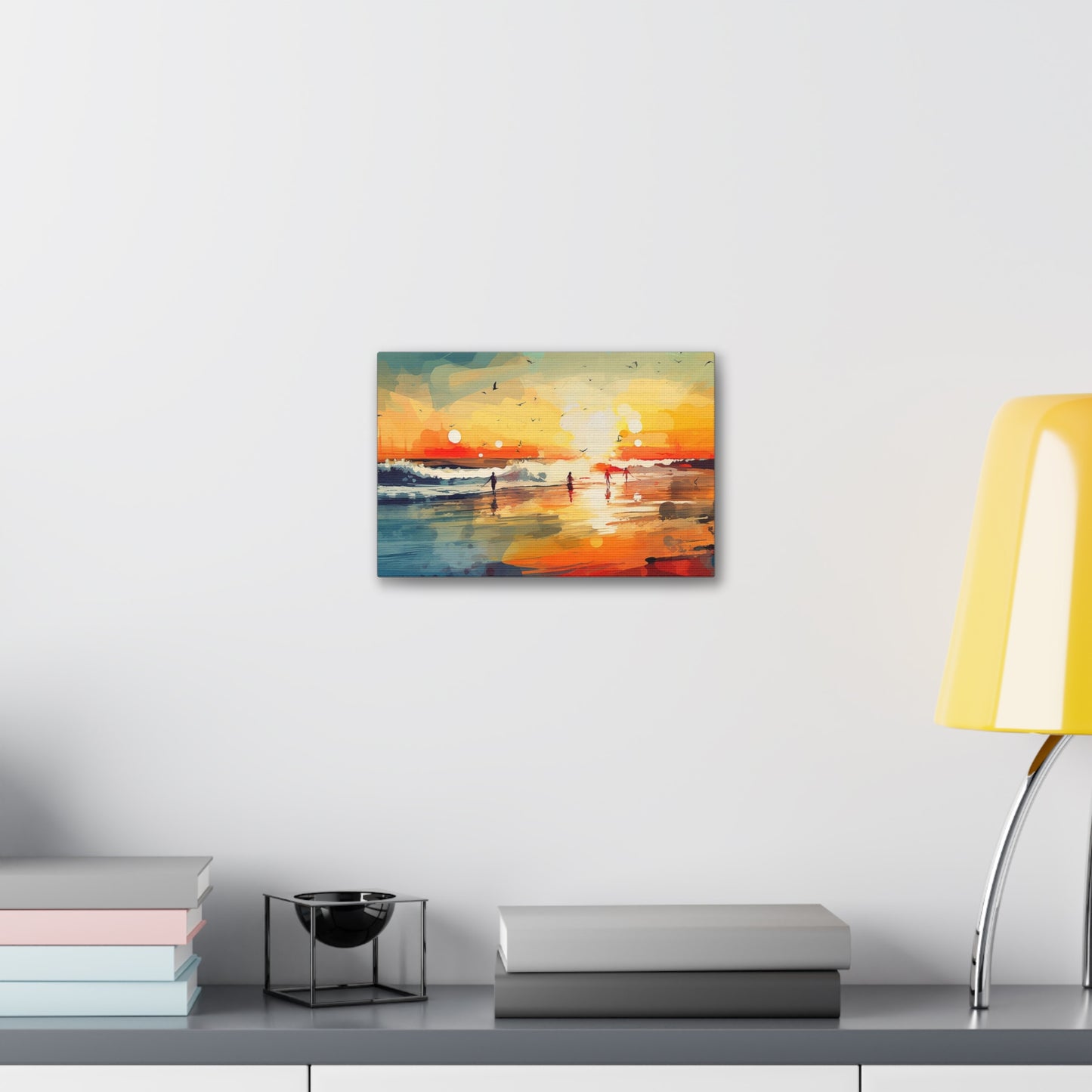 Surfer's Sunset Paradise: Abstract Painting Print