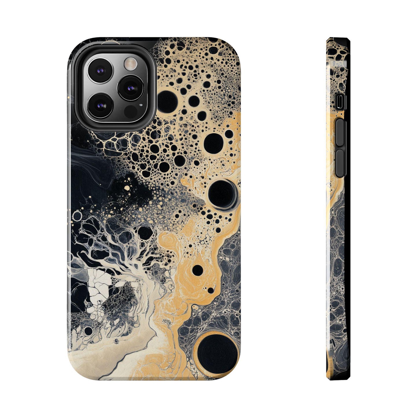 Abstract Fungal Inspired Phone Cases, Tough Samsung iPhone Cover, Black Yellow Art Design