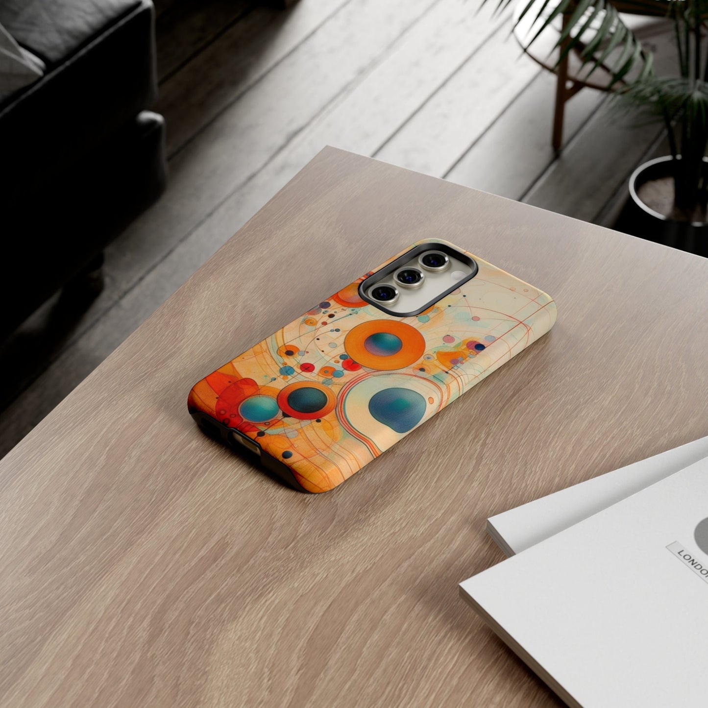 Abstract Orange, Red, and Blue Circles like Kandinsky Samsung and Google phone Tough Case | Ai Art