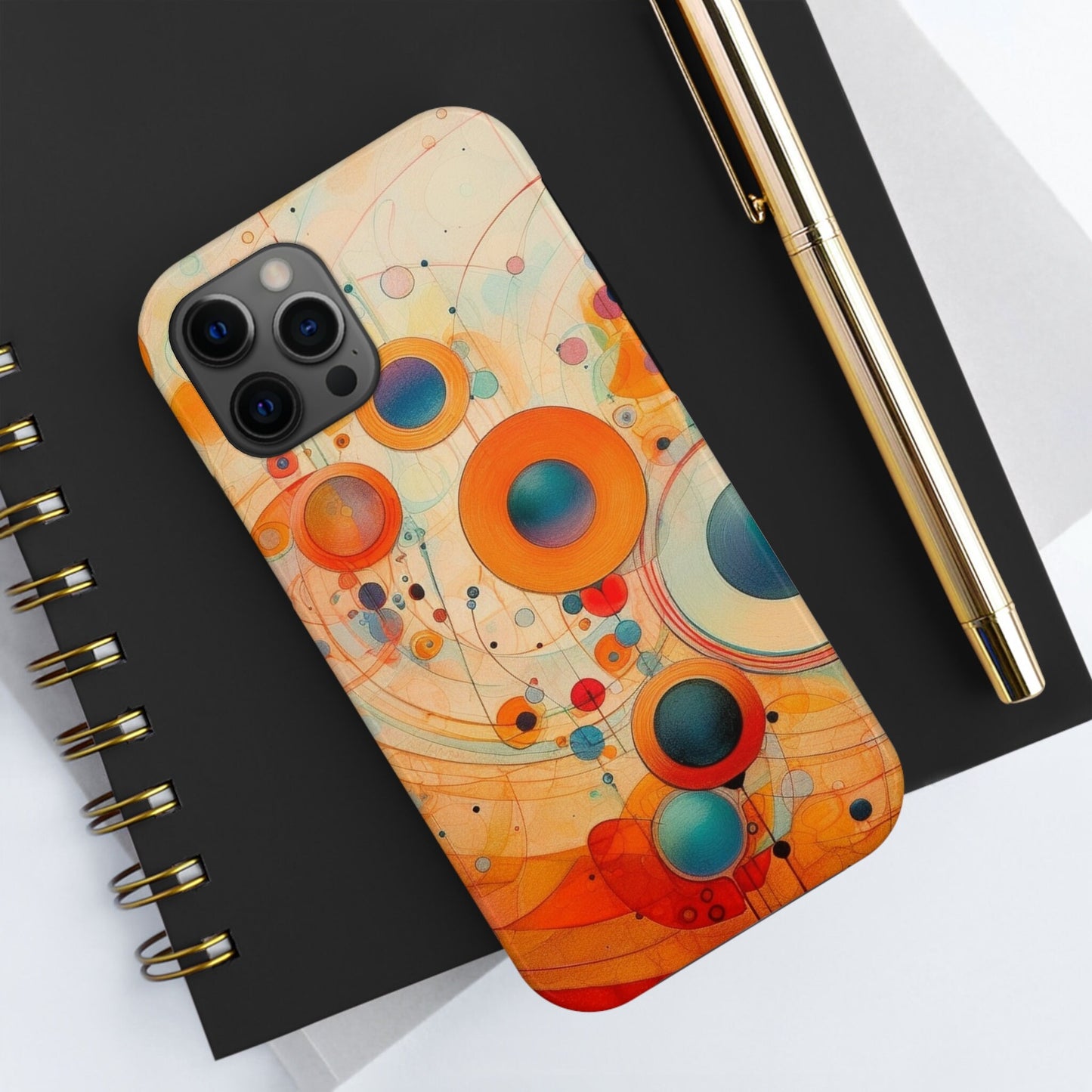 Abstract Orange, Red, and Blue Circles like Kandinsky Tough iPhone Case | Ai Art