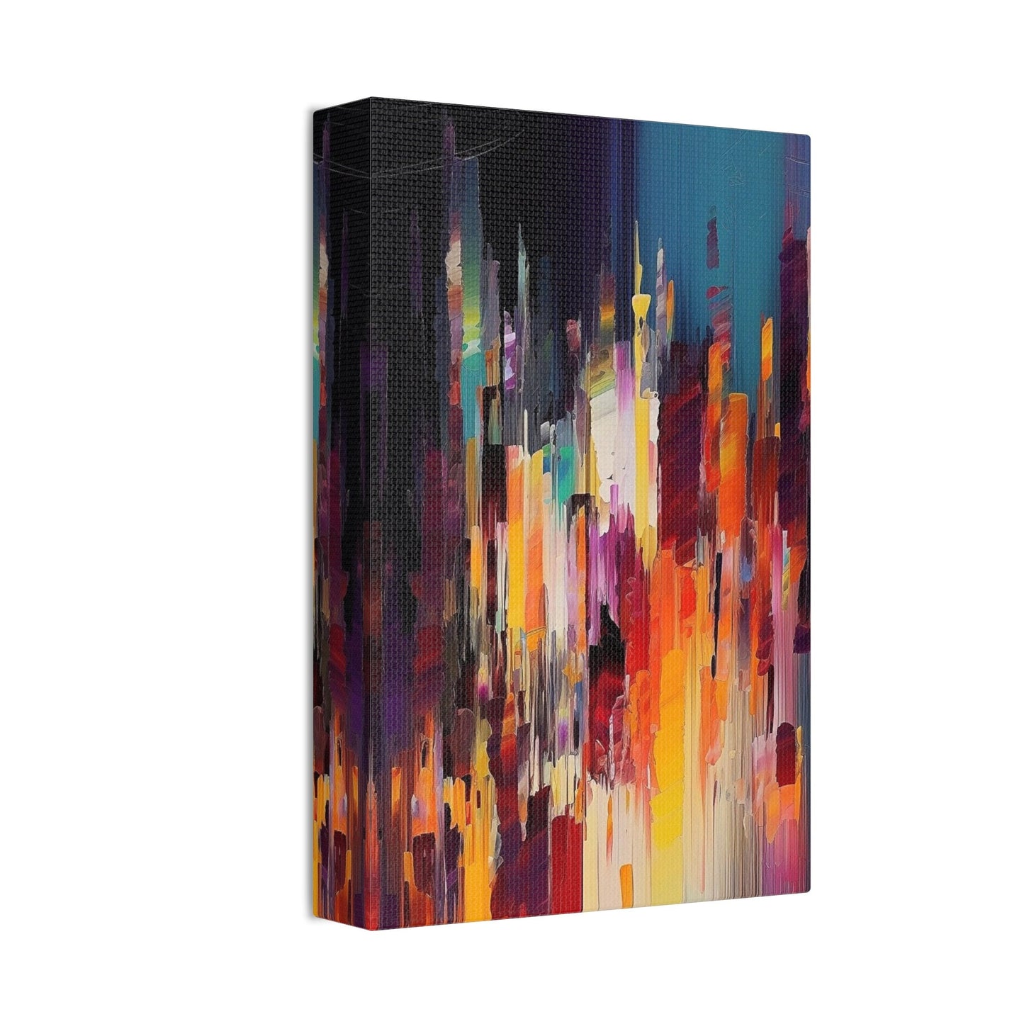 Rainbow Pixel Drip Abstract Painting Print.  Ai digital oil painting print meant to resemble a cross between abstract style and pixel art.