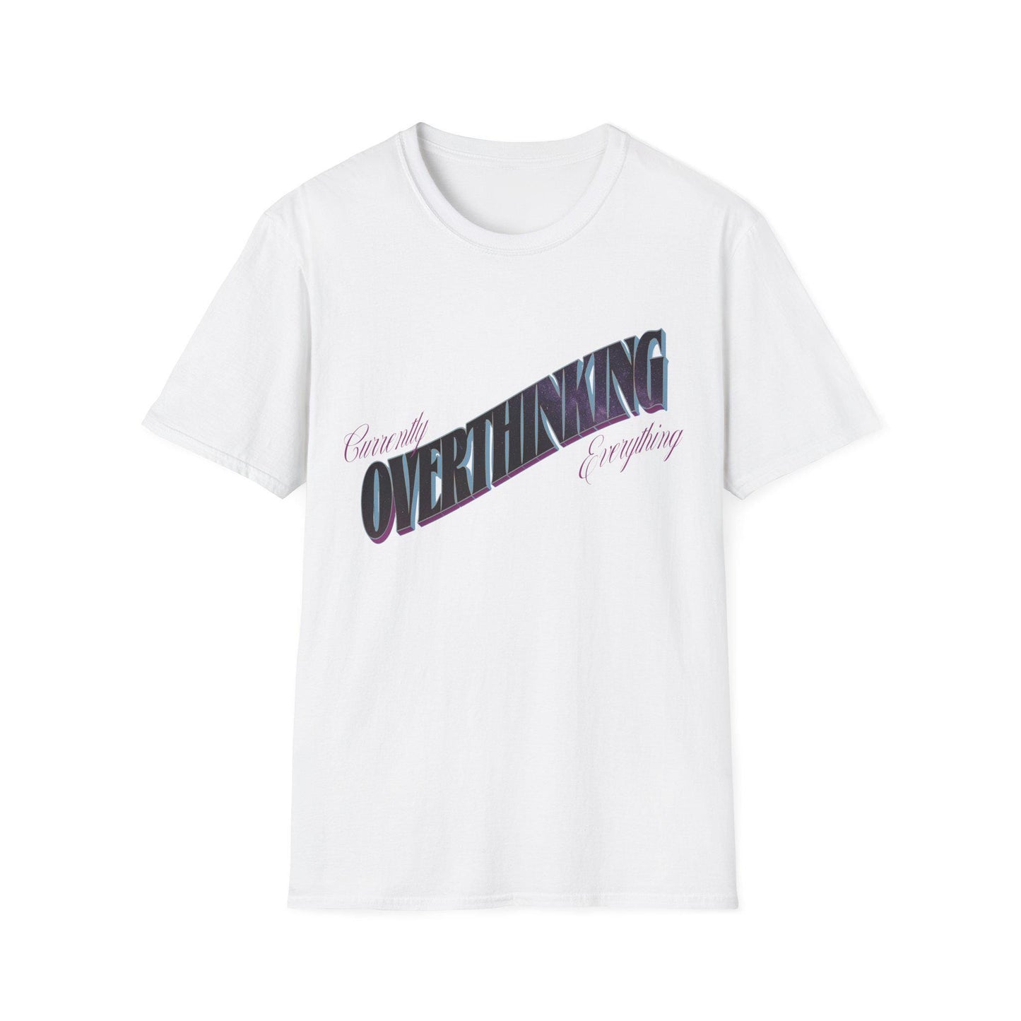 Vintage Sunset Overthinking Unisex Softstyle T-Shirt, Postcard Design, Retro Tee Shirt, Summer Beach Apparel, Gift for Thinkers, Funny
