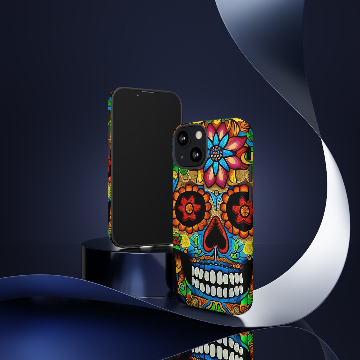 Perfect gift for the person that has it all. Help them stand out with this Stained Glass Sugar Skull (#2) iphone Tough Case. 4 Artists.