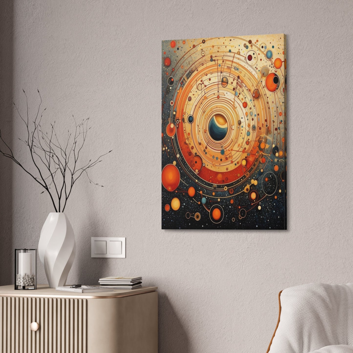 Unique College Dorm or New Apartment Wall Art | Abstract universe inspired by Several Circles by Kandinsky. Ai generated digital painting.