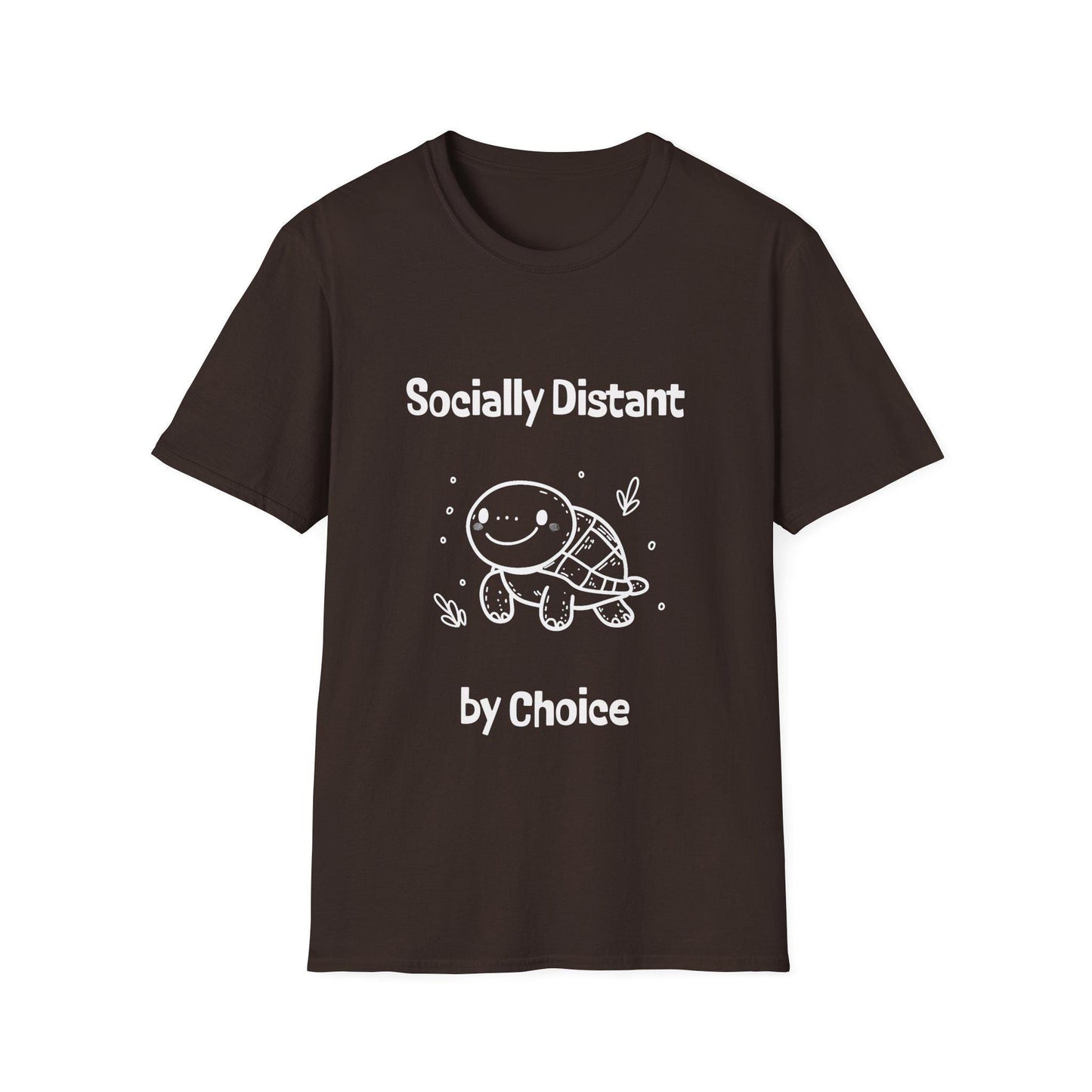 Cartoon Turtle Socially Distant By Choice T-Shirt - Funny Graphic Tee for All Ages, Unisex Top, Novelty Shirt with Cute Animal Design,