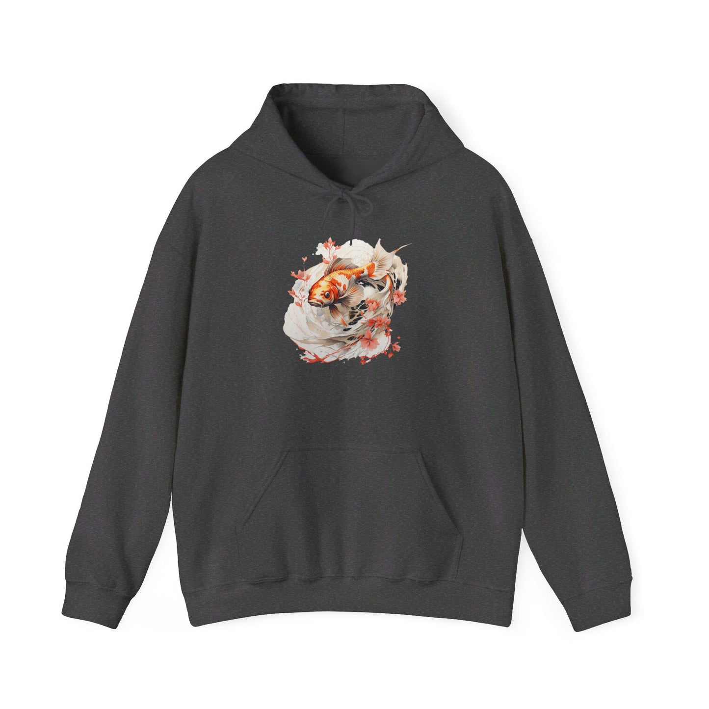 Unisex Heavy Blend™ Hooded Sweatshirt: Koi Fish Hoodie with Floral Design | Cozy Unisex Sweatshirt | Japanese Inspired Apparel