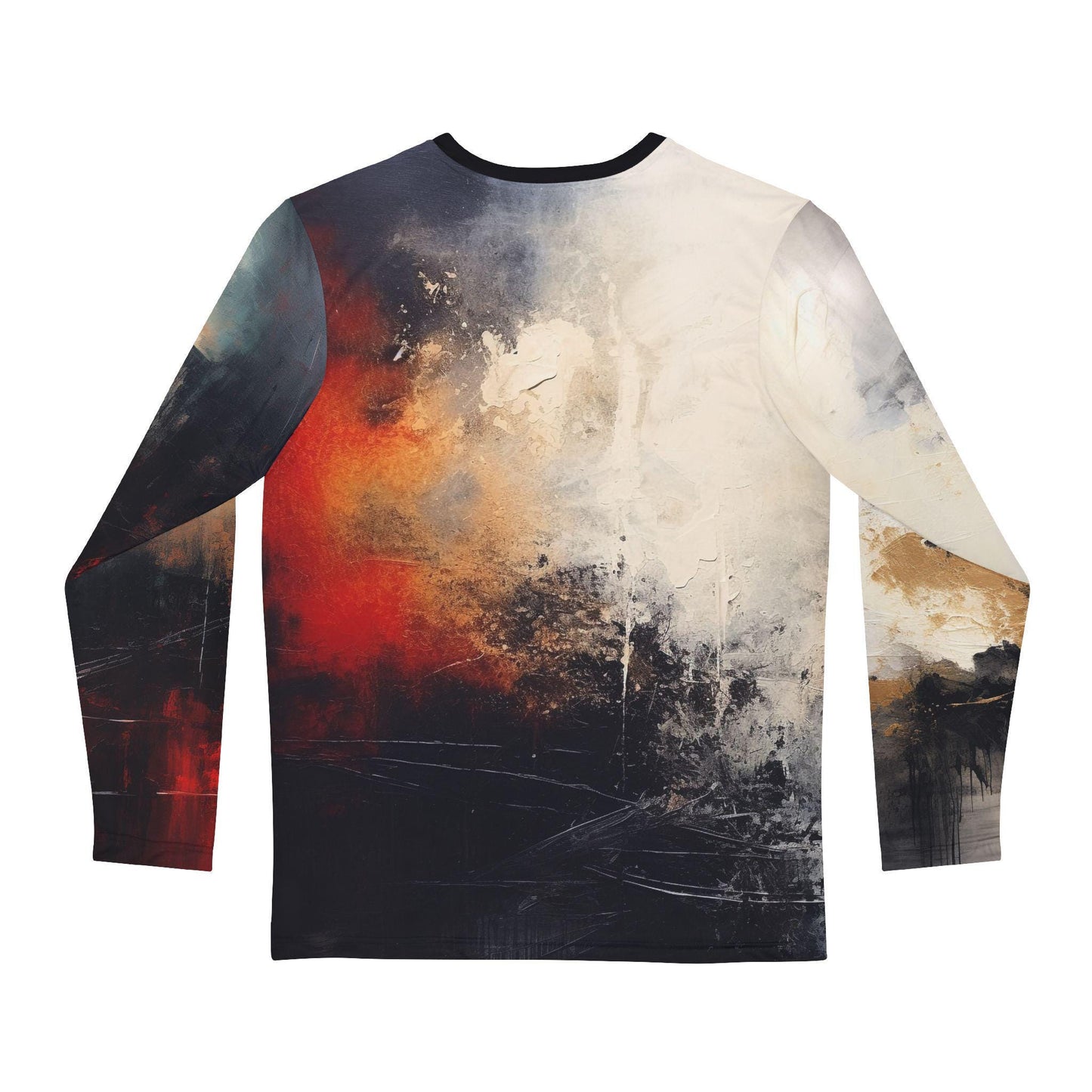 Abstract Art Long Sleeve Shirt, Eerie Black Grey White Red Graphic long-sleeved Tee, Unique Design, Edgy Stylish Clothing, Hipster Fashion