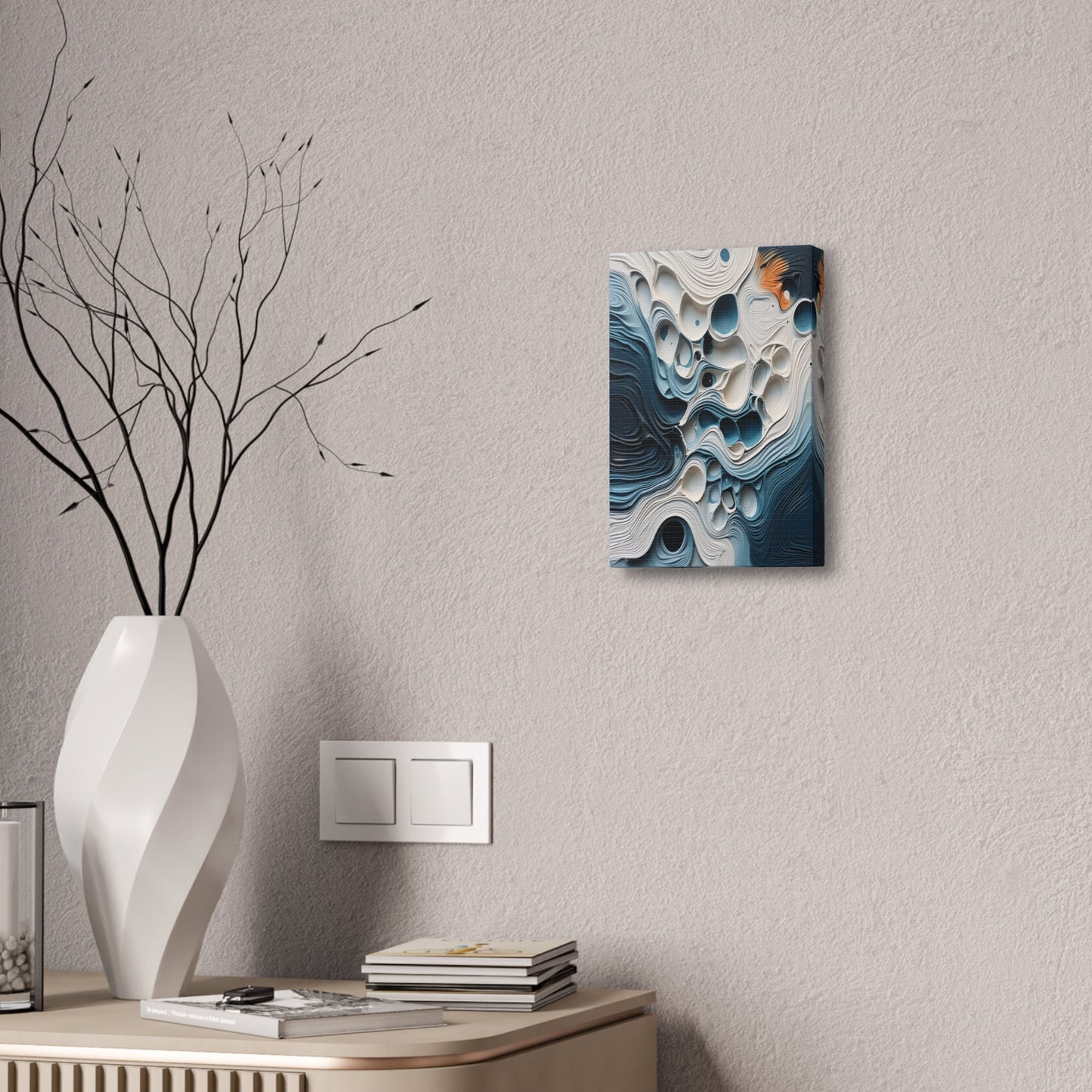 Abstract Blue and White 3D Paper Art - Modern Wall Decor - Unique Geometric Design - Contemporary Home Decor