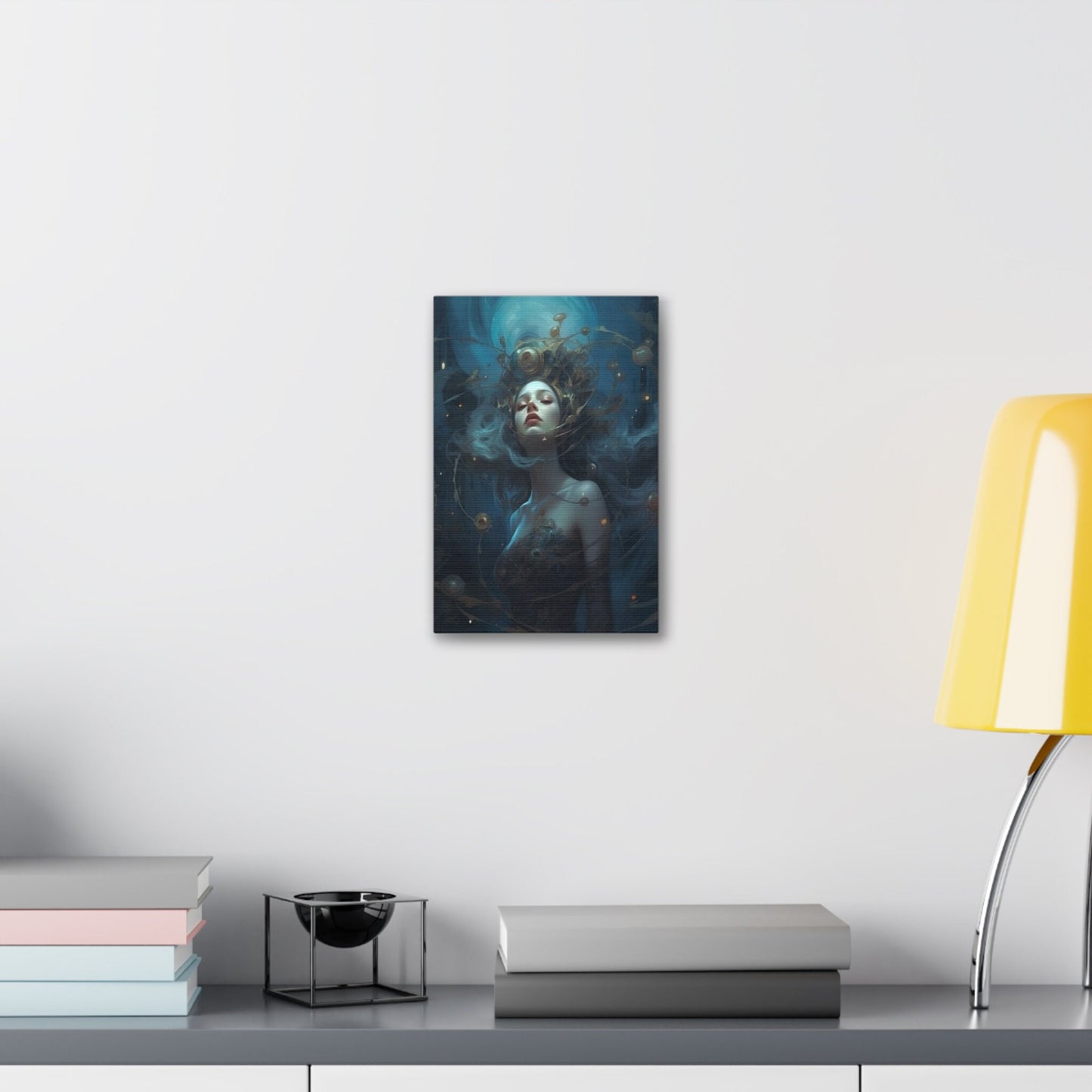 Unique College Dorm or New Apartment Wall Art | Dreamy picture of a girl who is one with the universe. Ai generated digital painting.