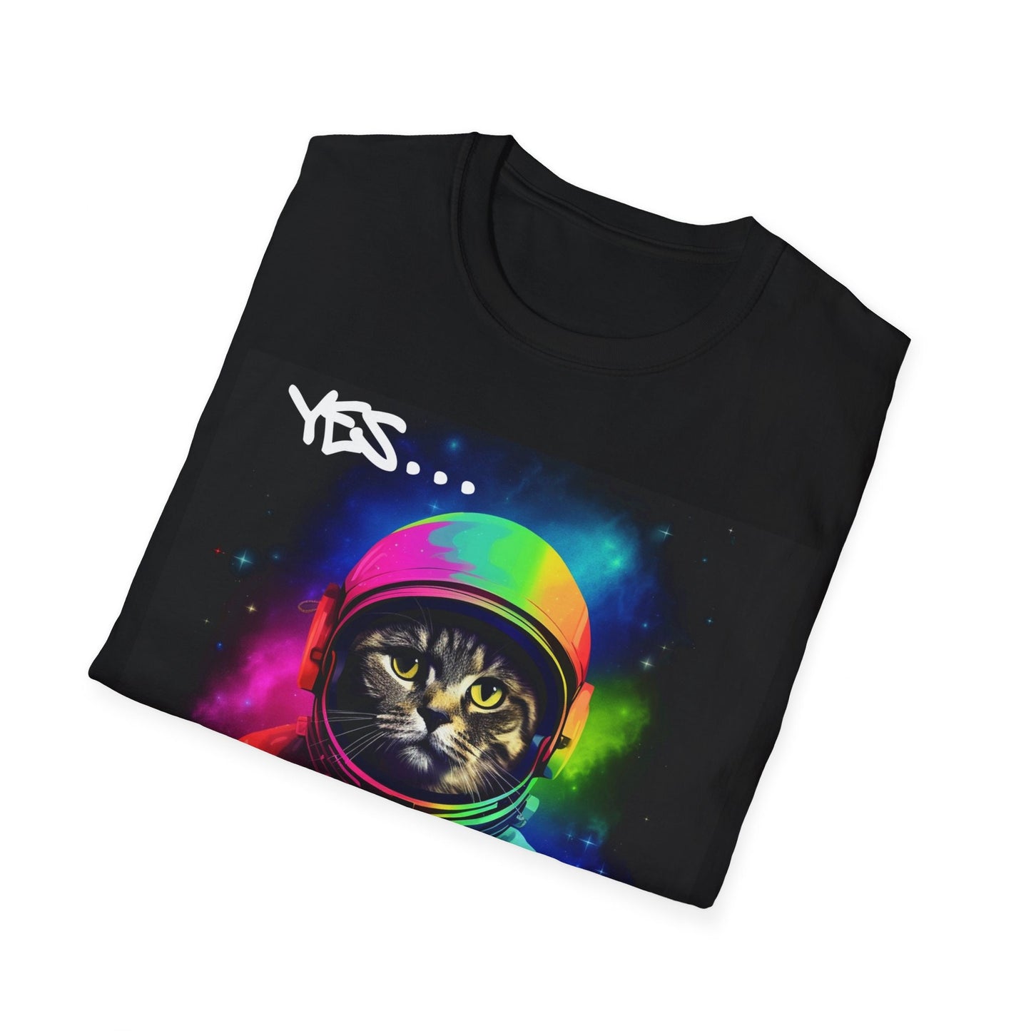 Rainbow Space Cat T-shirt: Cats, Space, and Sarcasm how could you possibly go wrong. This t-shirt is black just like your cat's furry soul.