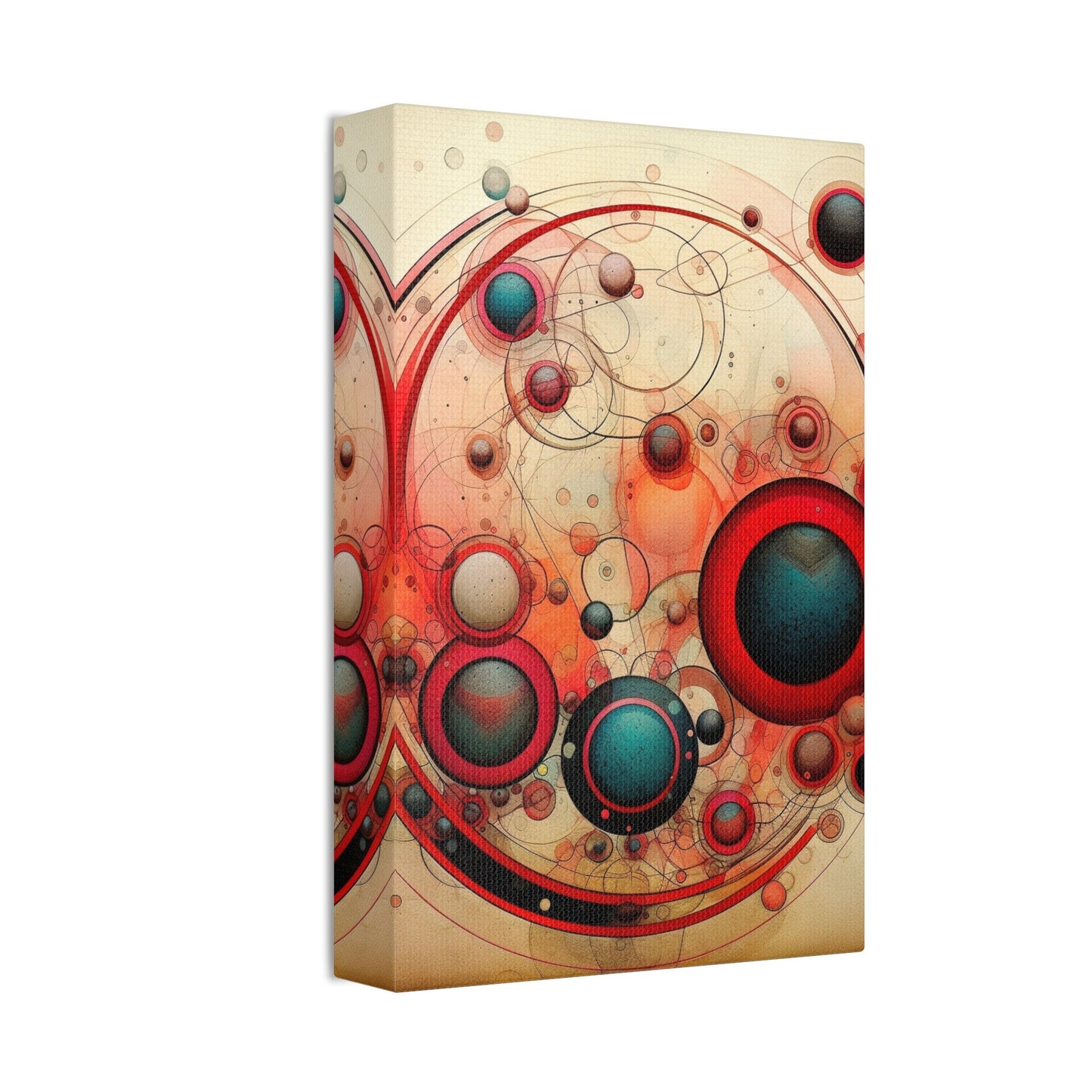 Unique wall art for college apartments or new homes | Abstract Red and Blue Circles on Weathered Canvas in the Style of Wassily Kandinsky