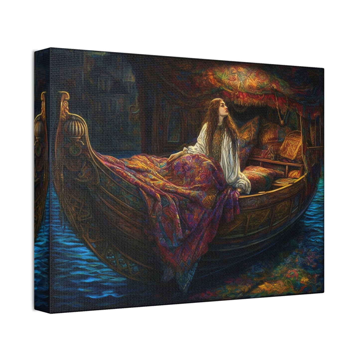 Unique wall art for college apartments or new homes | Reimagined Representation of The Lady Of Shallot by John William Waterhouse
