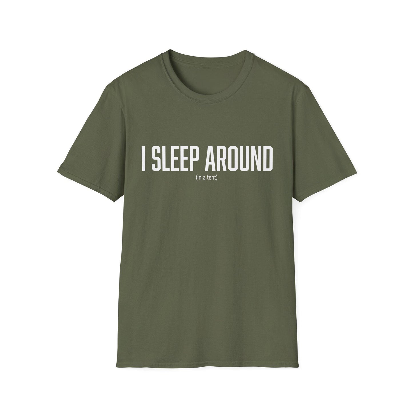 Funny Quote T-Shirt, Camping Tee, Tent Lover Gift, Camping Trip Shirt, Outdoor Adventure Top; I sleep around (in a tent)