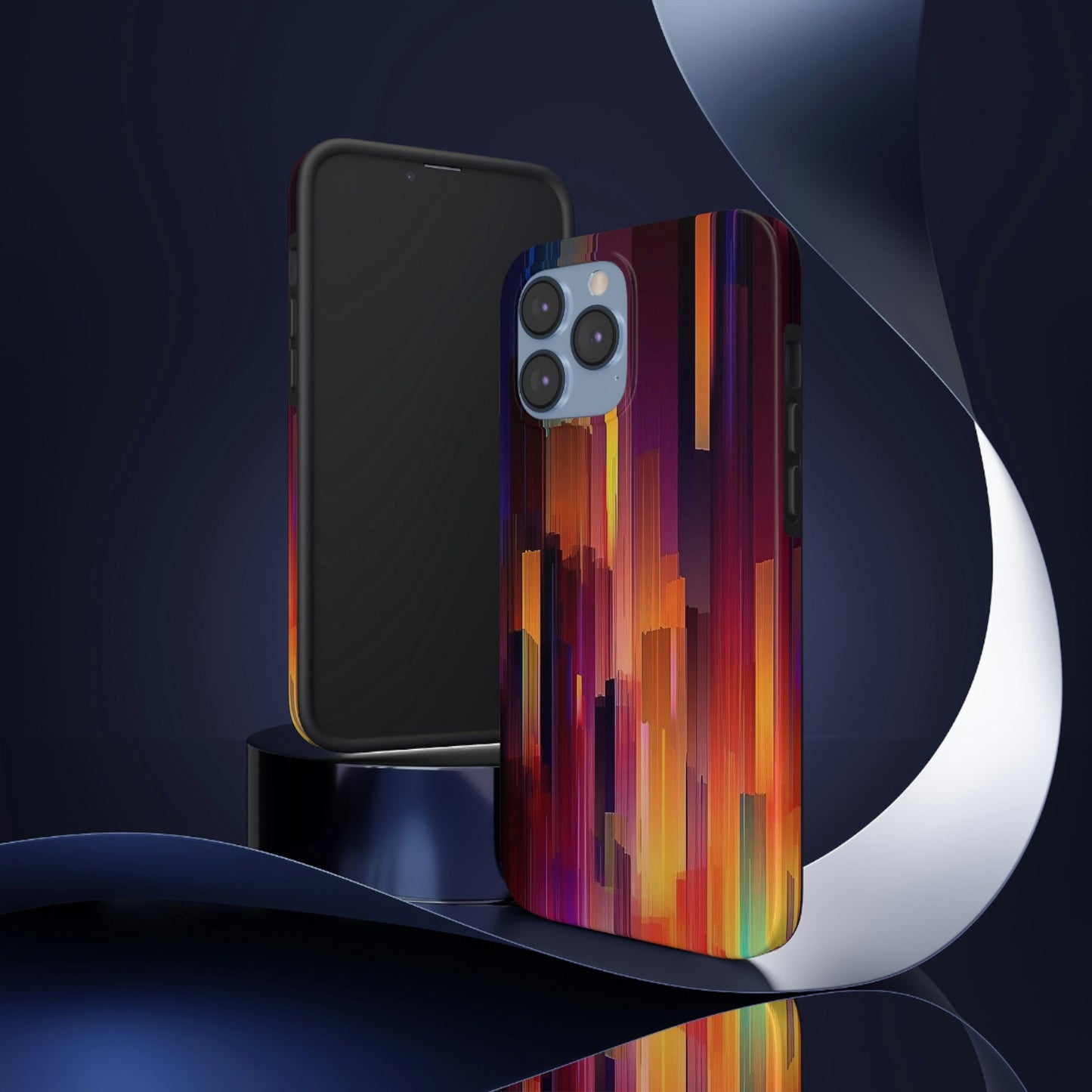 Abstract Multicolored Red, Orange, Purple, and Black Lines No.1 iPhone Tough Case | AI Art.