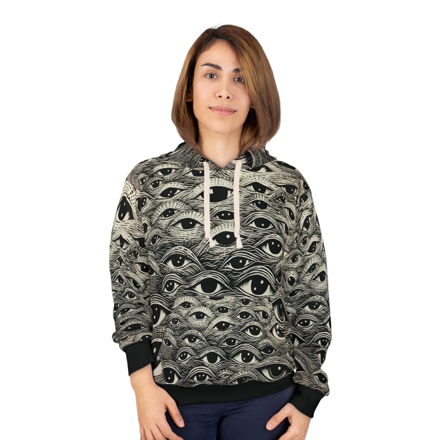 All Eyes On Me Hoodie | Unisex Pullover with Hypnotic Eye Design Unique, Trendy Streetwear