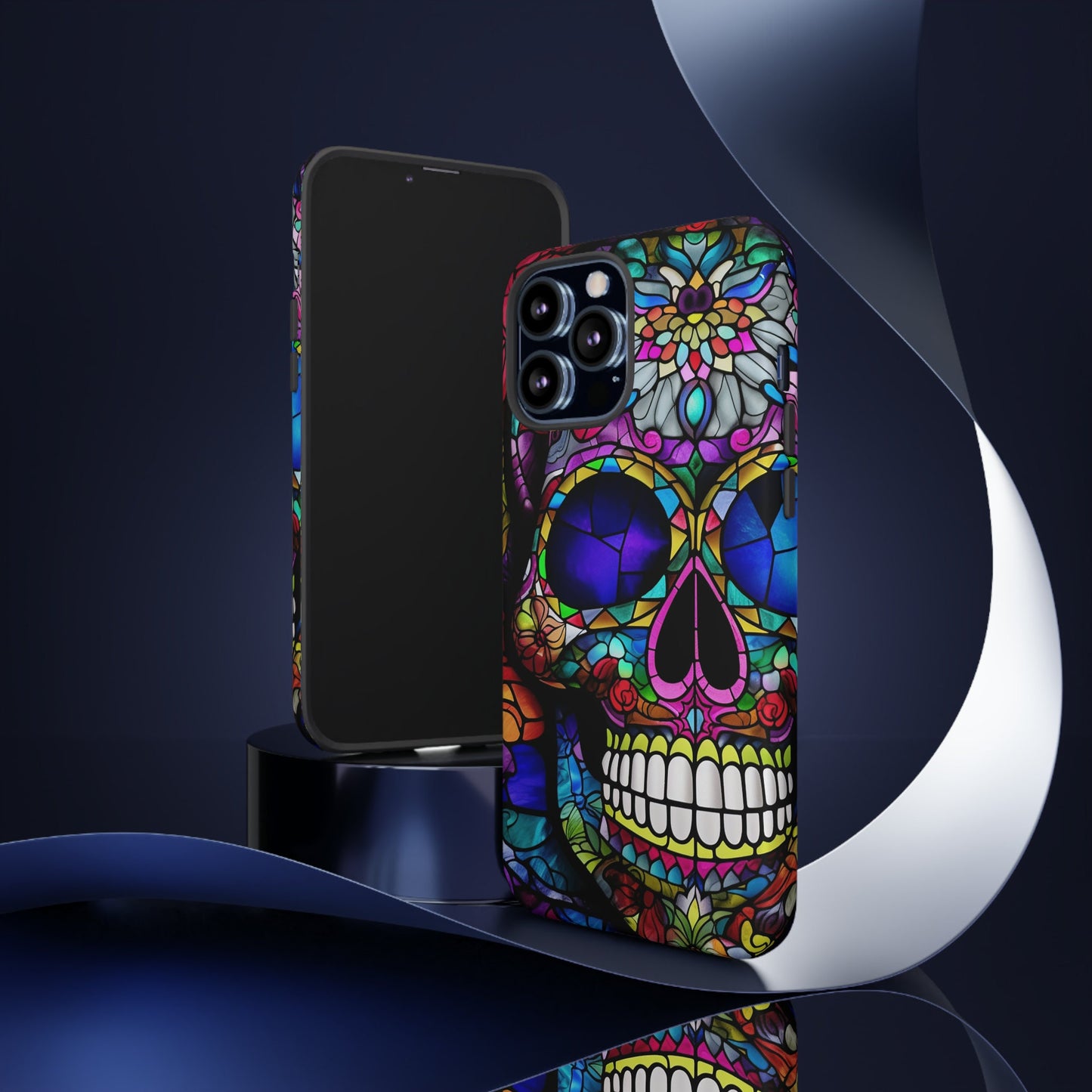Perfect gift for the person that has it all. Help them stand out with this Stained Glass Sugar Skull (#1) iphone Tough Case. 4 Artists.