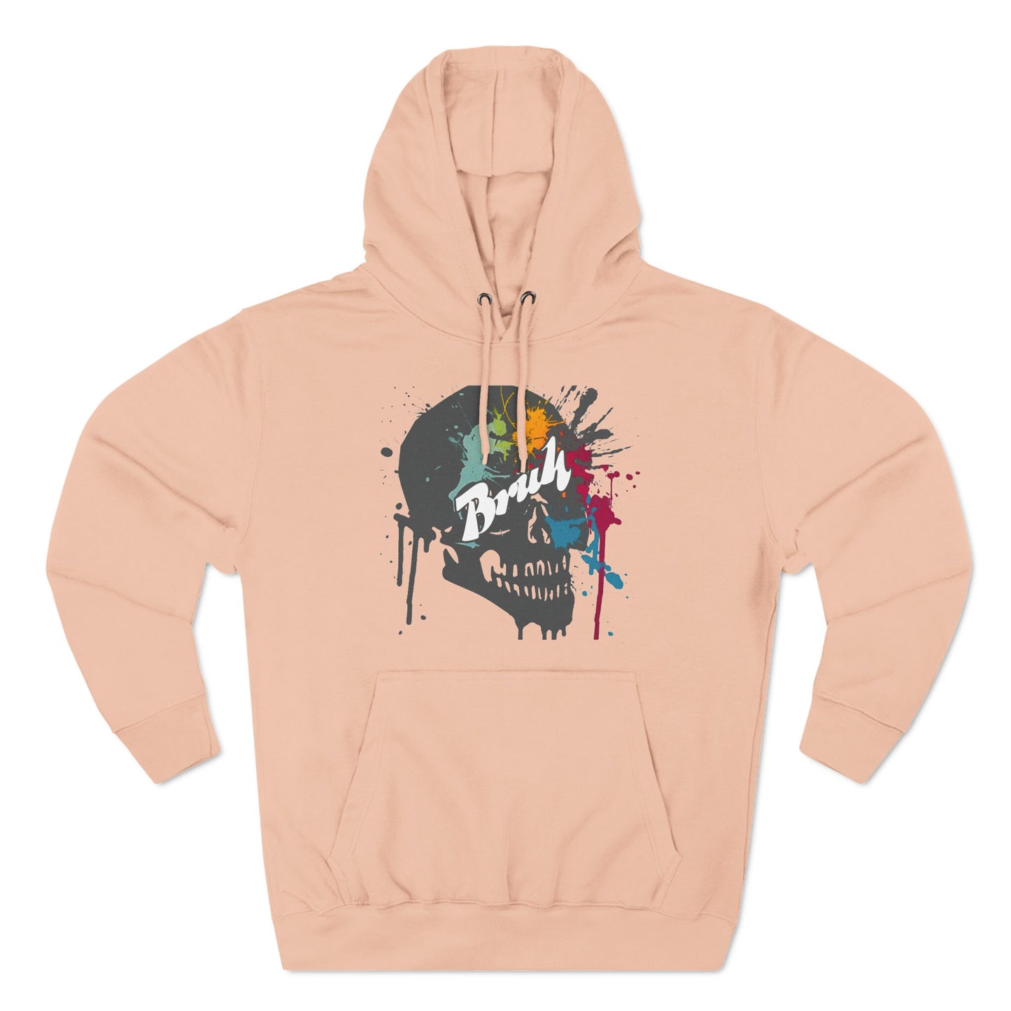 Strange and Unique sweatshirt that will have everyone talking. Bruh Skull with graffiti splash.  Unisex Premium Pullover Hoodie.