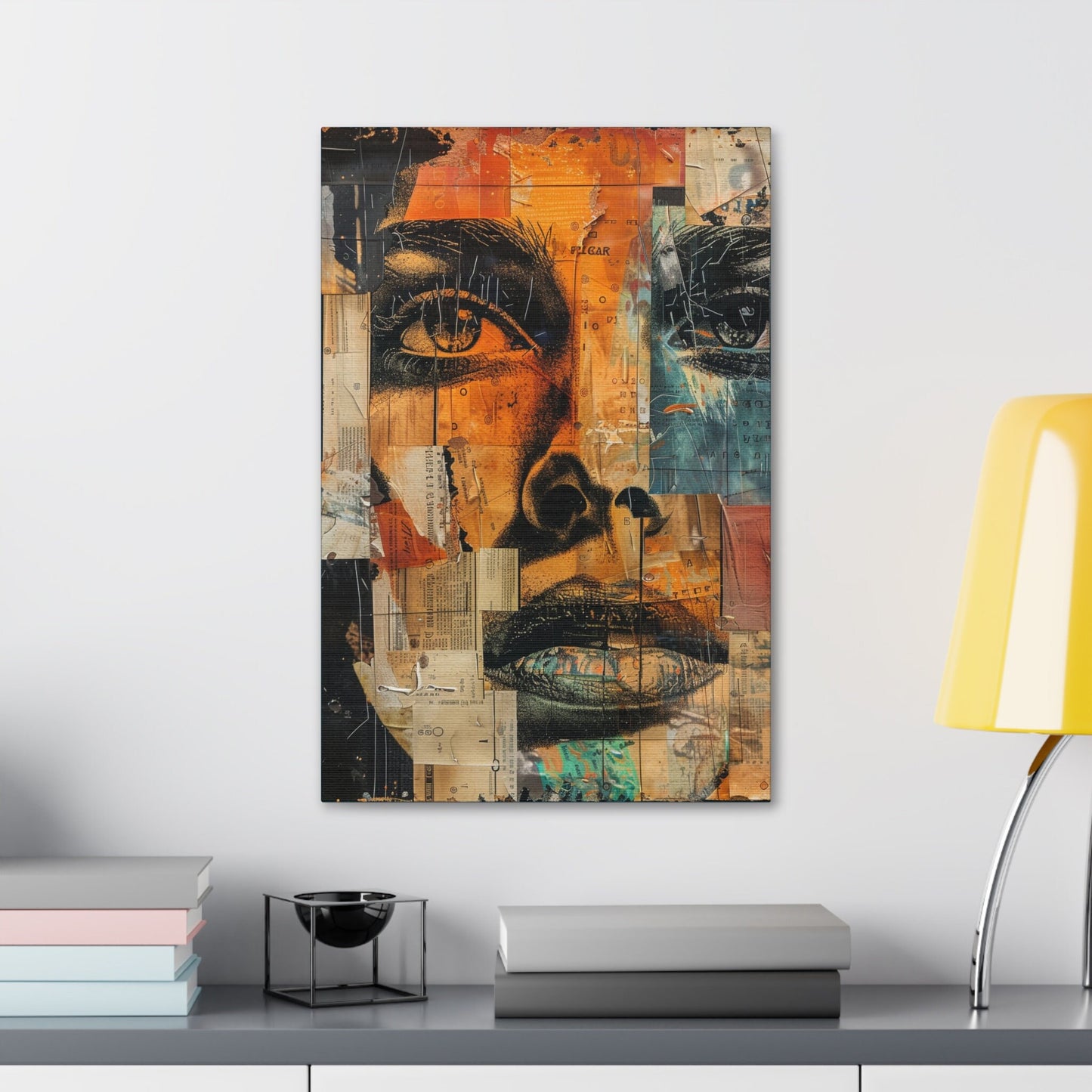 Unique Wall Art for your Home, Apartment, Room. Close up portrait of a woman. Paper collage Inspired Home Decor.Thought Provoking.