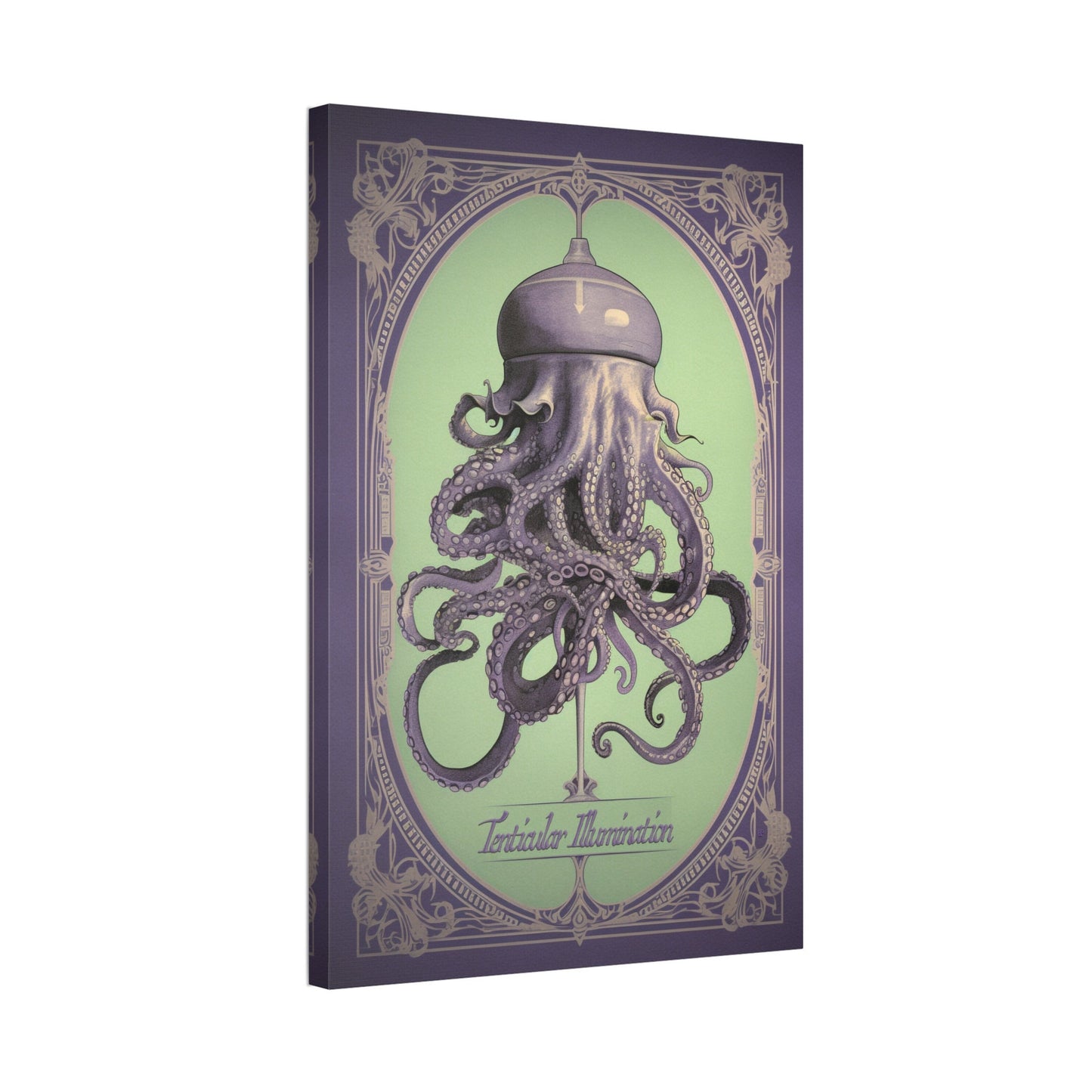 Unique College Dorm or New Apartment Wall Art | Art Nouveau liquor advertisement style print for an octopus light.  Ai generated.