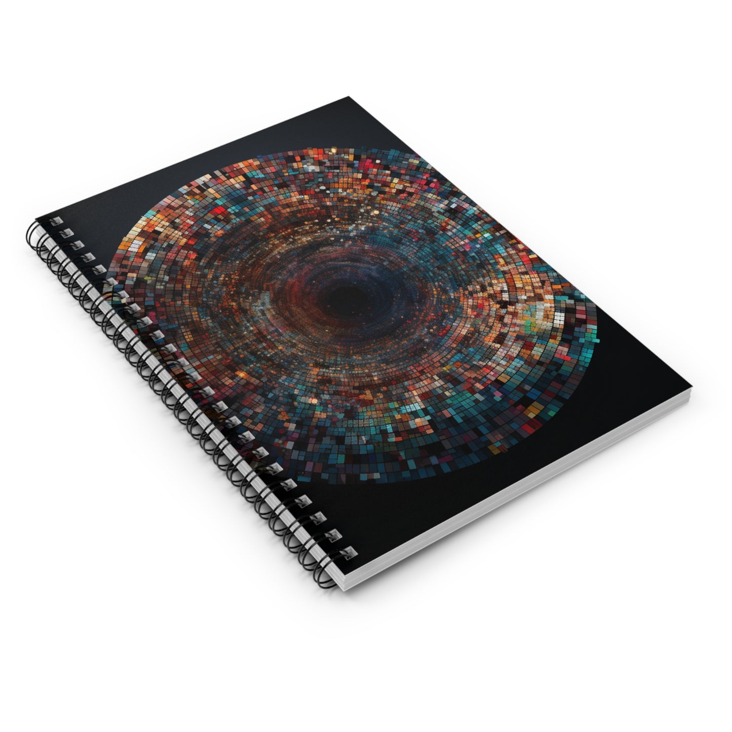Rainbow Pixel Vortex Spiral Notebook - Ruled Line
