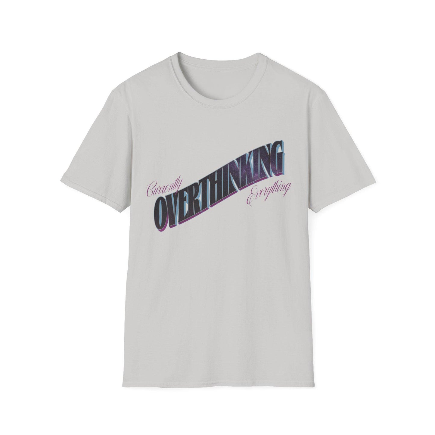 Vintage Sunset Overthinking Unisex Softstyle T-Shirt, Postcard Design, Retro Tee Shirt, Summer Beach Apparel, Gift for Thinkers, Funny