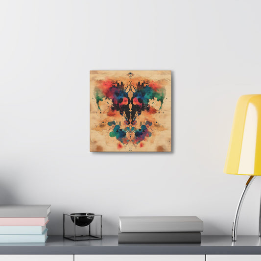 Canvas Art Print, Rorschach Test Inspired Multi-Color Wall Decor, Papyrus Background, Gallery Wrap, Home Decor, Psychologist Gift, Inkblot