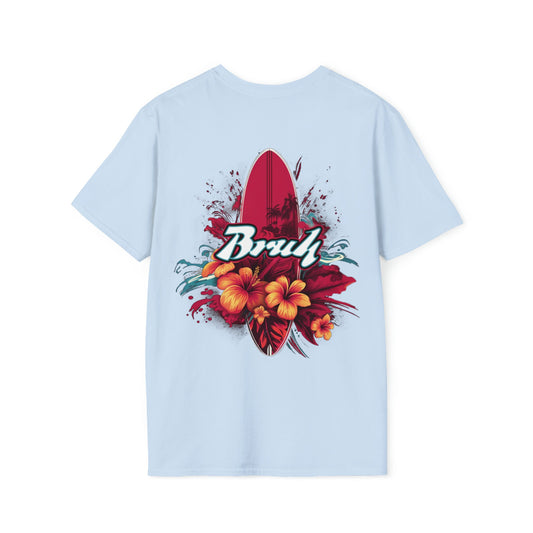 T-shirt no one else has. Cool Bruh Surf Shirt for the unique dresser. Bruh on the front and surf board art on the back.