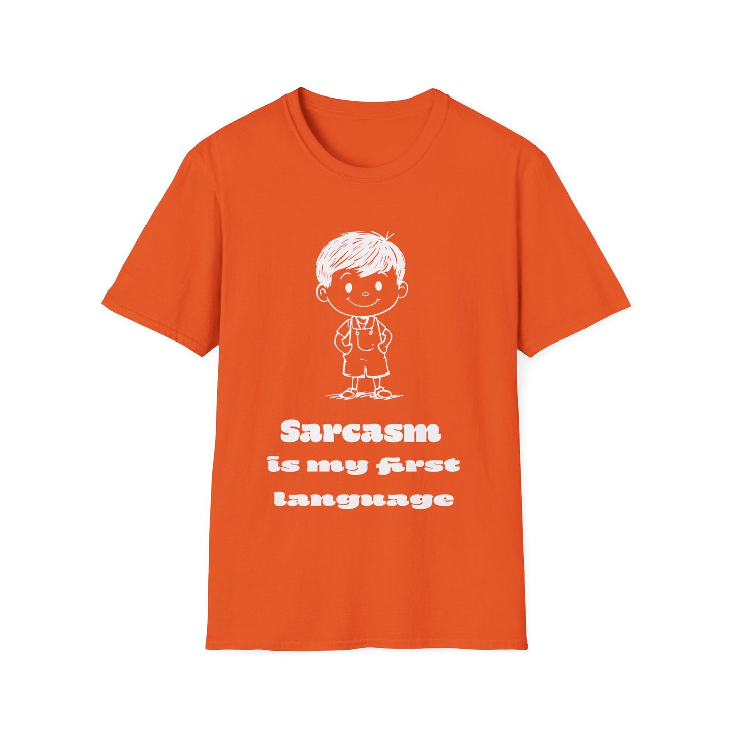 Cartoon Kid Unisex Softstyle T-Shirt, Sarcasm Is My First Language, Funny Graphic Tee, Sarcastic Shirt, Humor Top, Gift for Joke Lovers