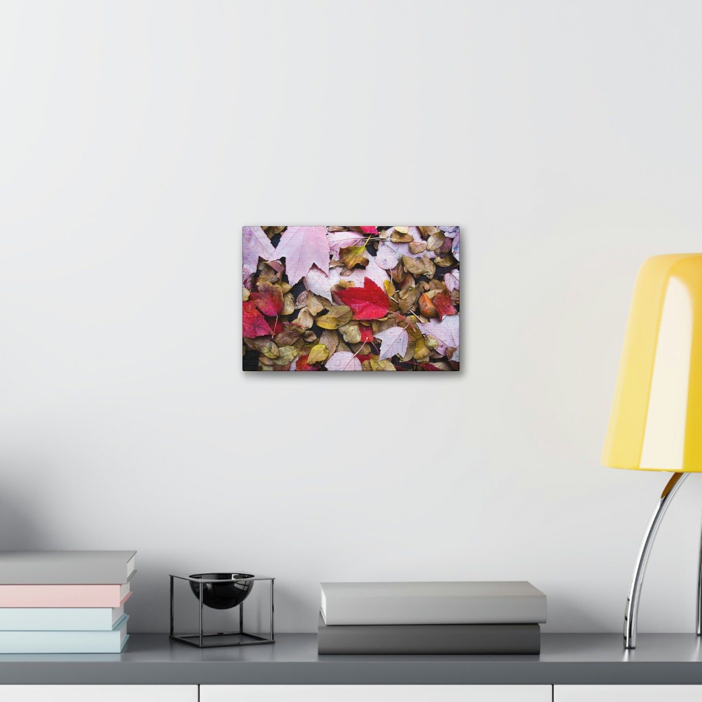 Red leaves on the Dirty Damp Ground