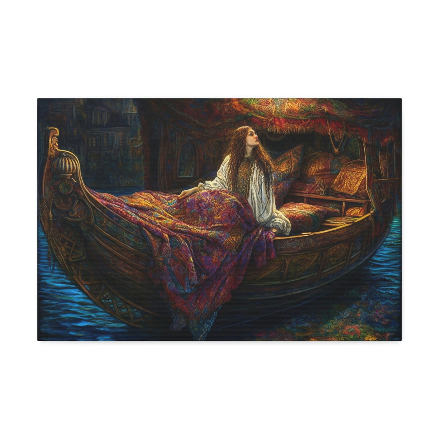 Unique wall art for college apartments or new homes | Reimagined Representation of The Lady Of Shallot by John William Waterhouse