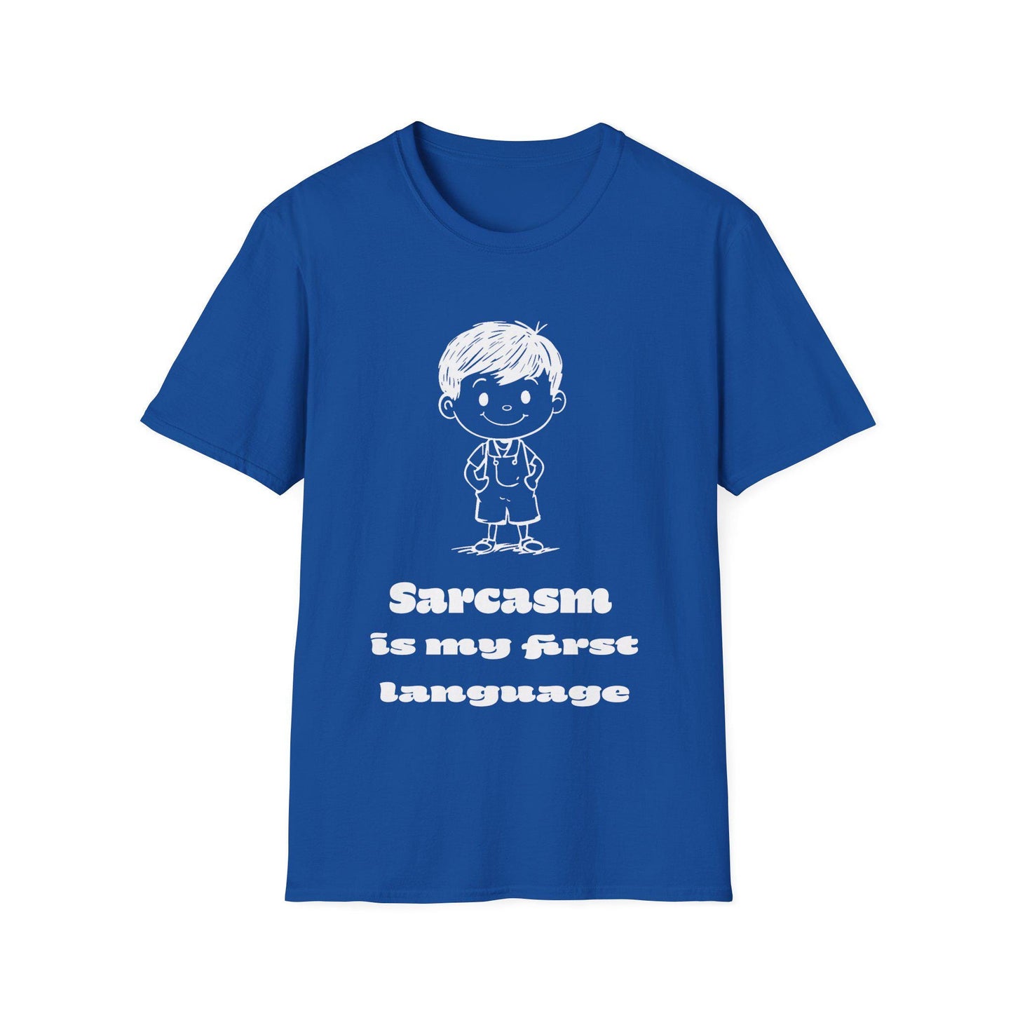 Cartoon Kid Unisex Softstyle T-Shirt, Sarcasm Is My First Language, Funny Graphic Tee, Sarcastic Shirt, Humor Top, Gift for Joke Lovers