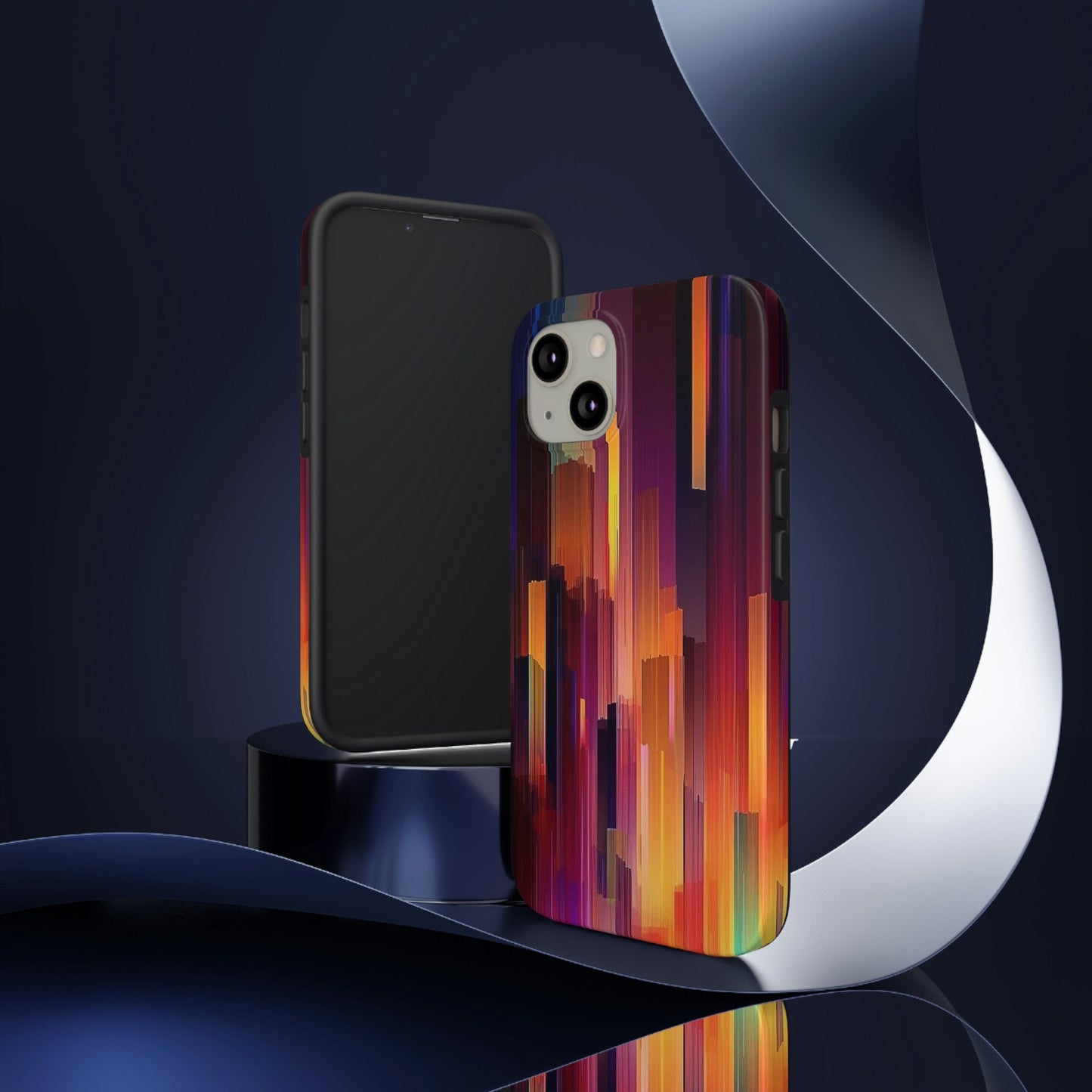 Abstract Multicolored Red, Orange, Purple, and Black Lines No.1 iPhone Tough Case | AI Art.