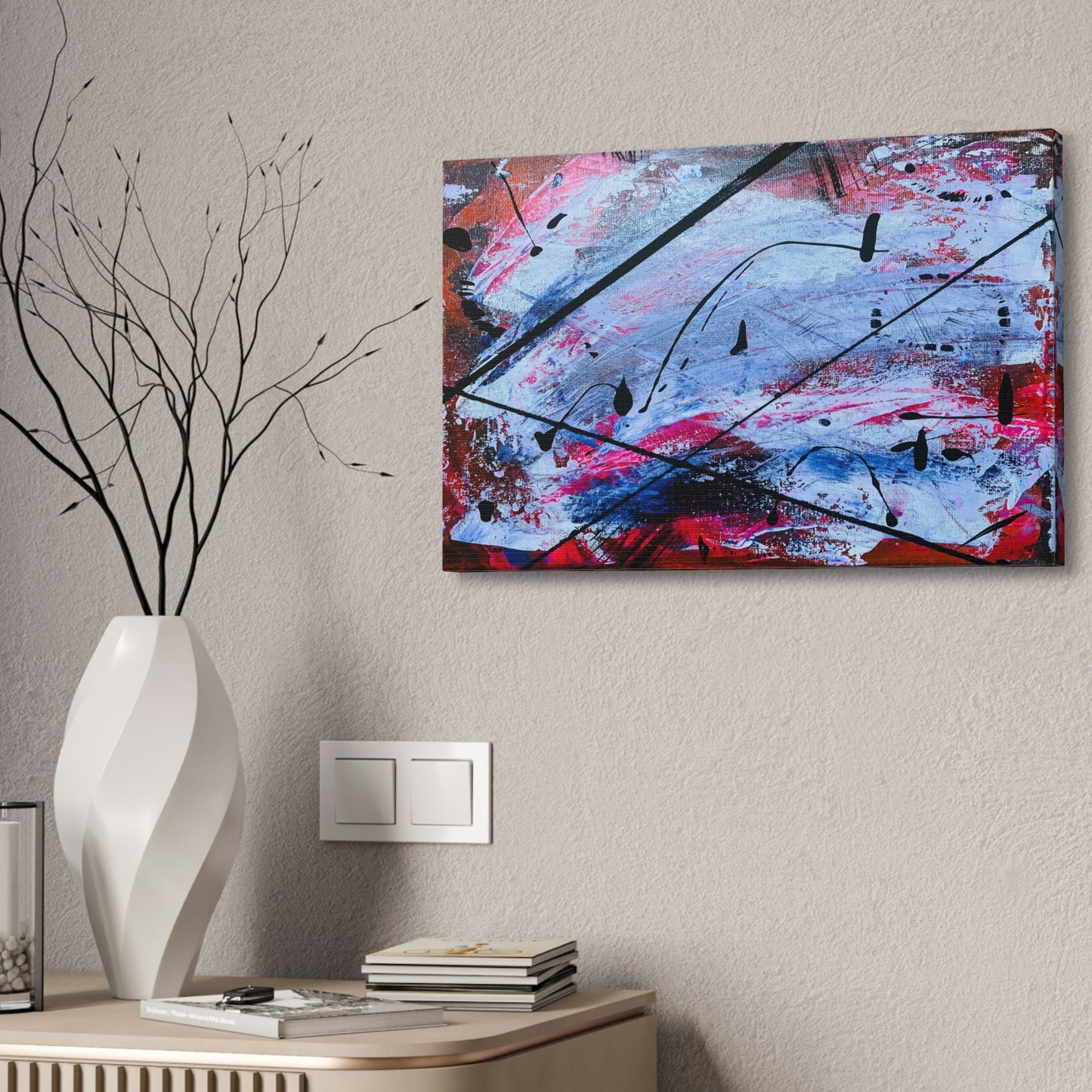 Unique wall art for college apartments or new homes | Orange Purple White Pink Black Genuine Abstract Painting Print | Burnt Pixel Original