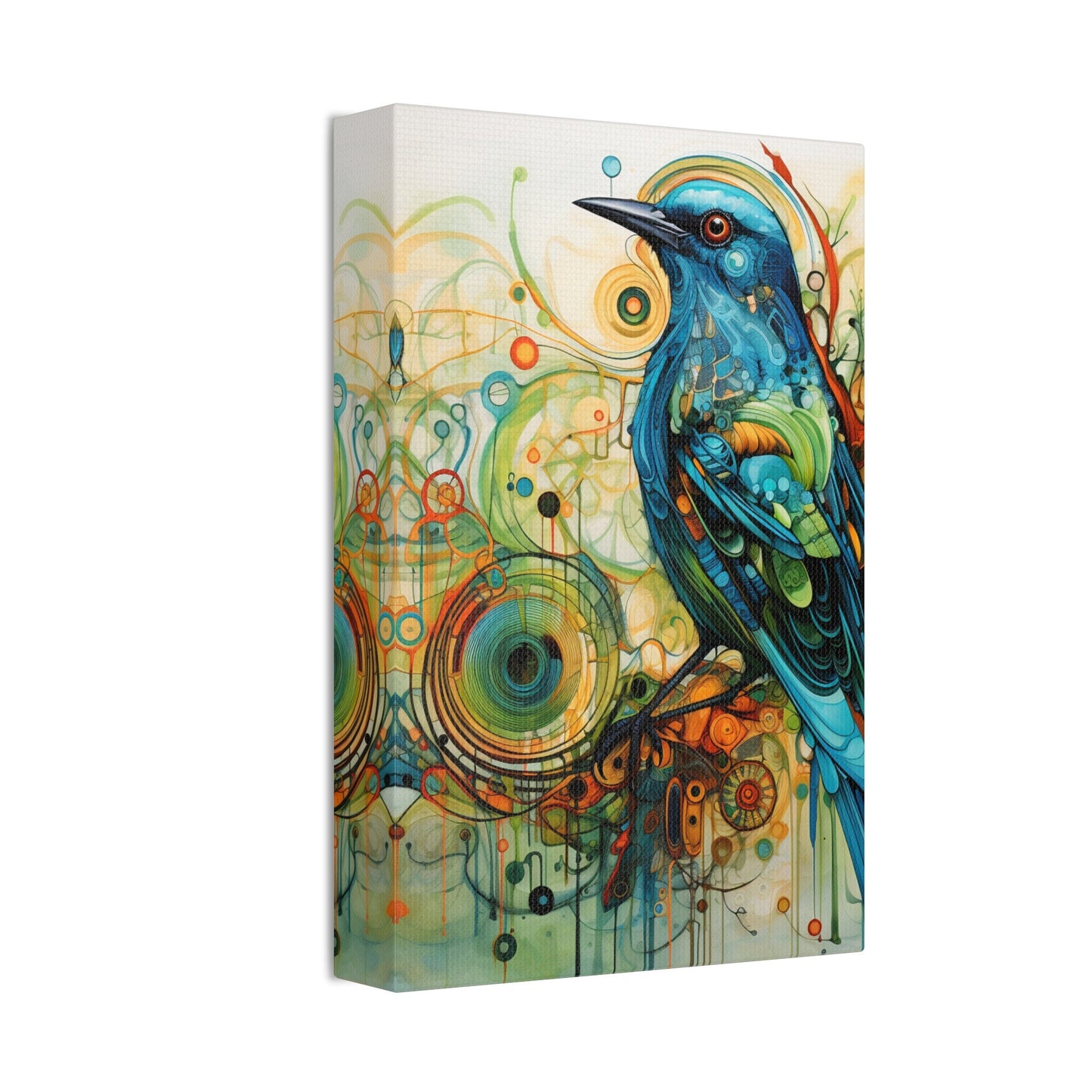 Unique College Dorm or New Apartment Wall Art | Abstract print of a Blue and Green Bird. Ai generated digital painting.