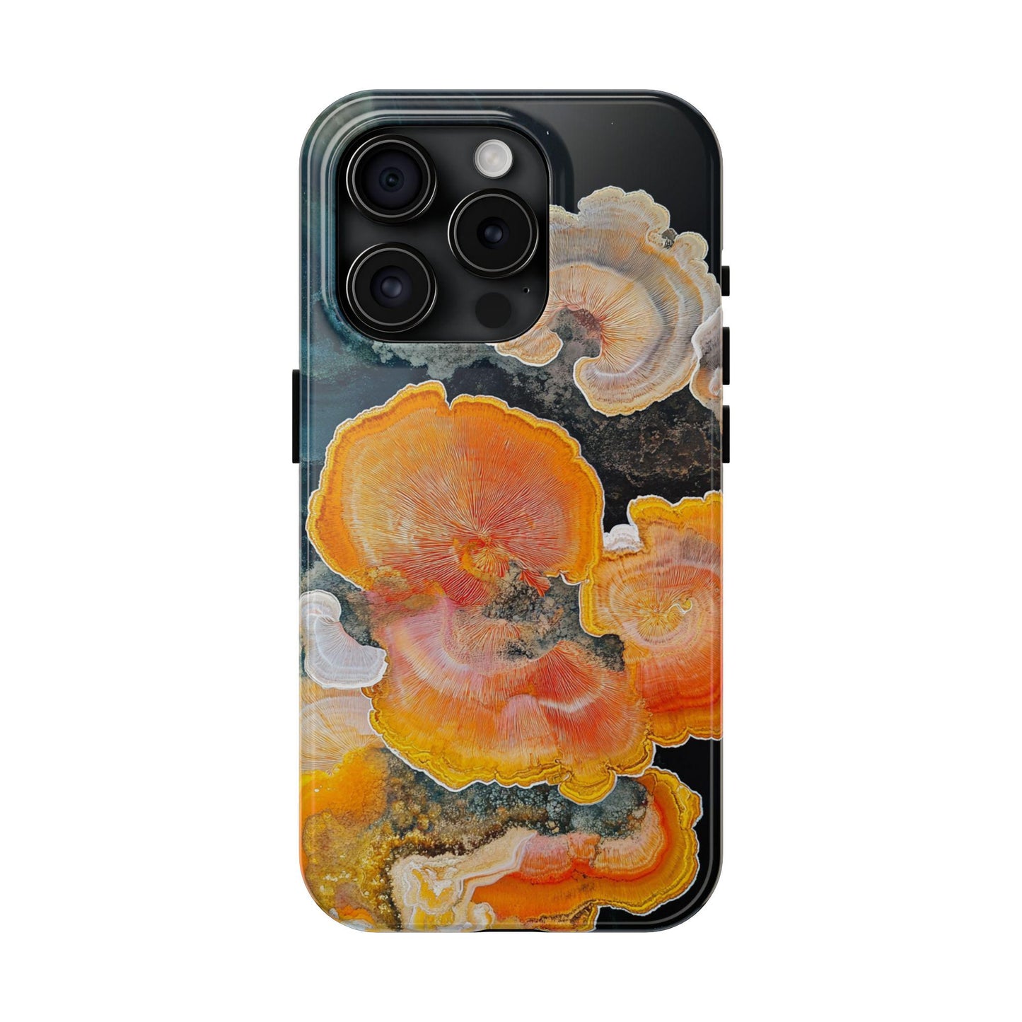 Abstract Fungal Inspired Phone Cases, Tough Samsung iPhone Cover, Yellow Blue Orange Art Design